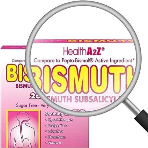 HealthA2Z Bismuto 262mg | Alivio Digestivo 36 Tabletas