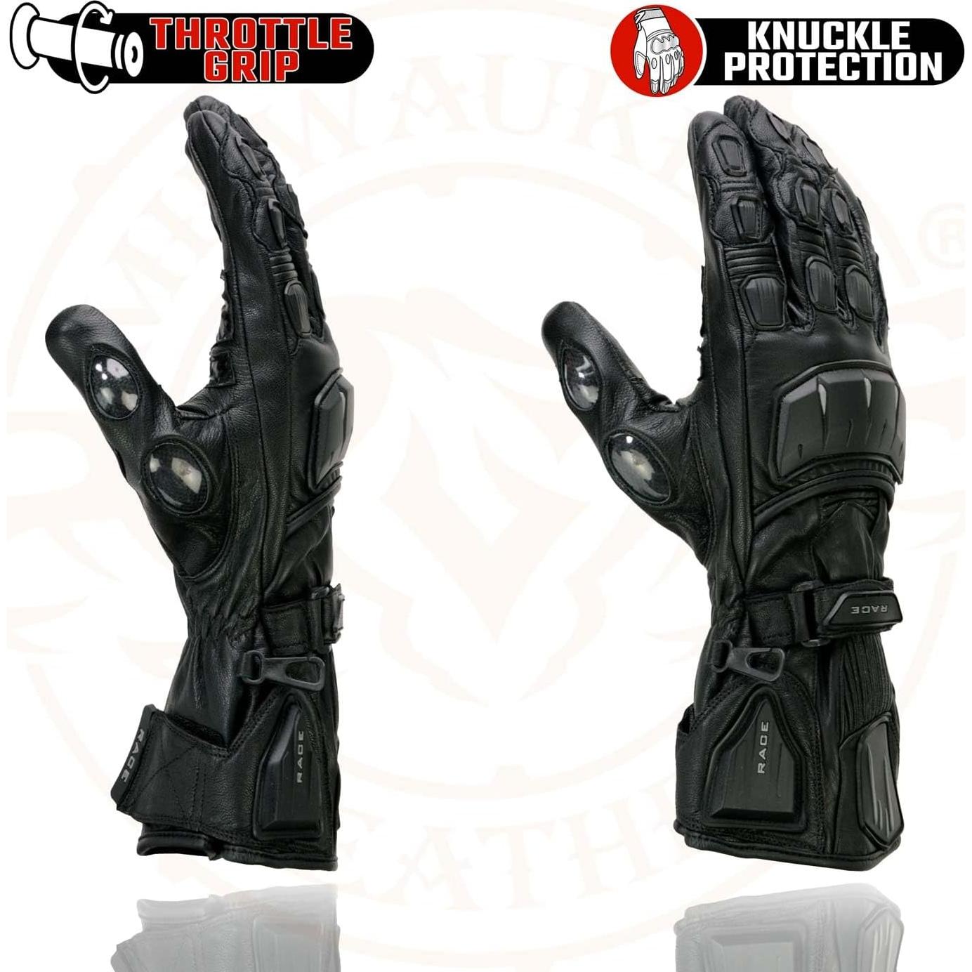 Guantes de Cuero Milwaukee Leather MG7505 para Hombre Negro