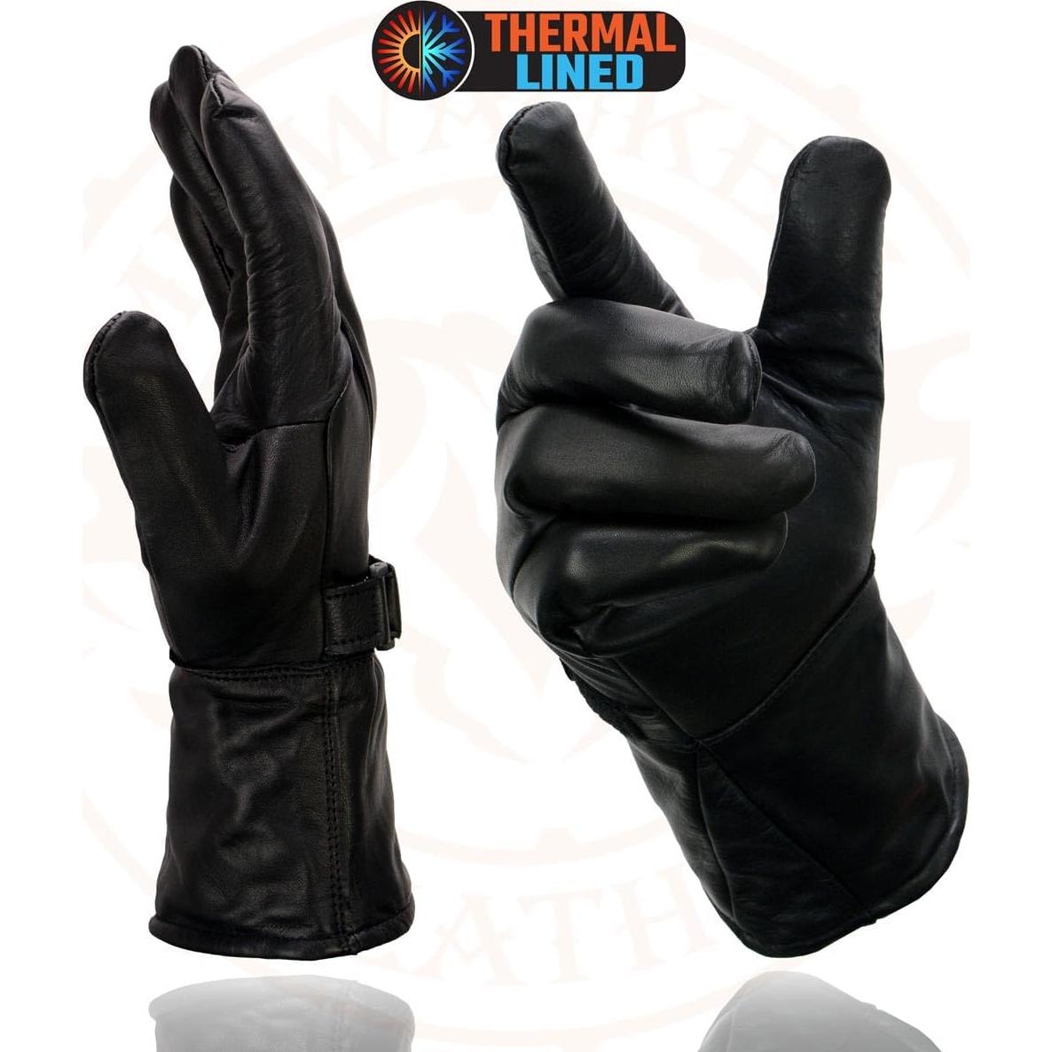 Guantes de Cuero Milwaukee Leather MG7505 para Hombre Negro