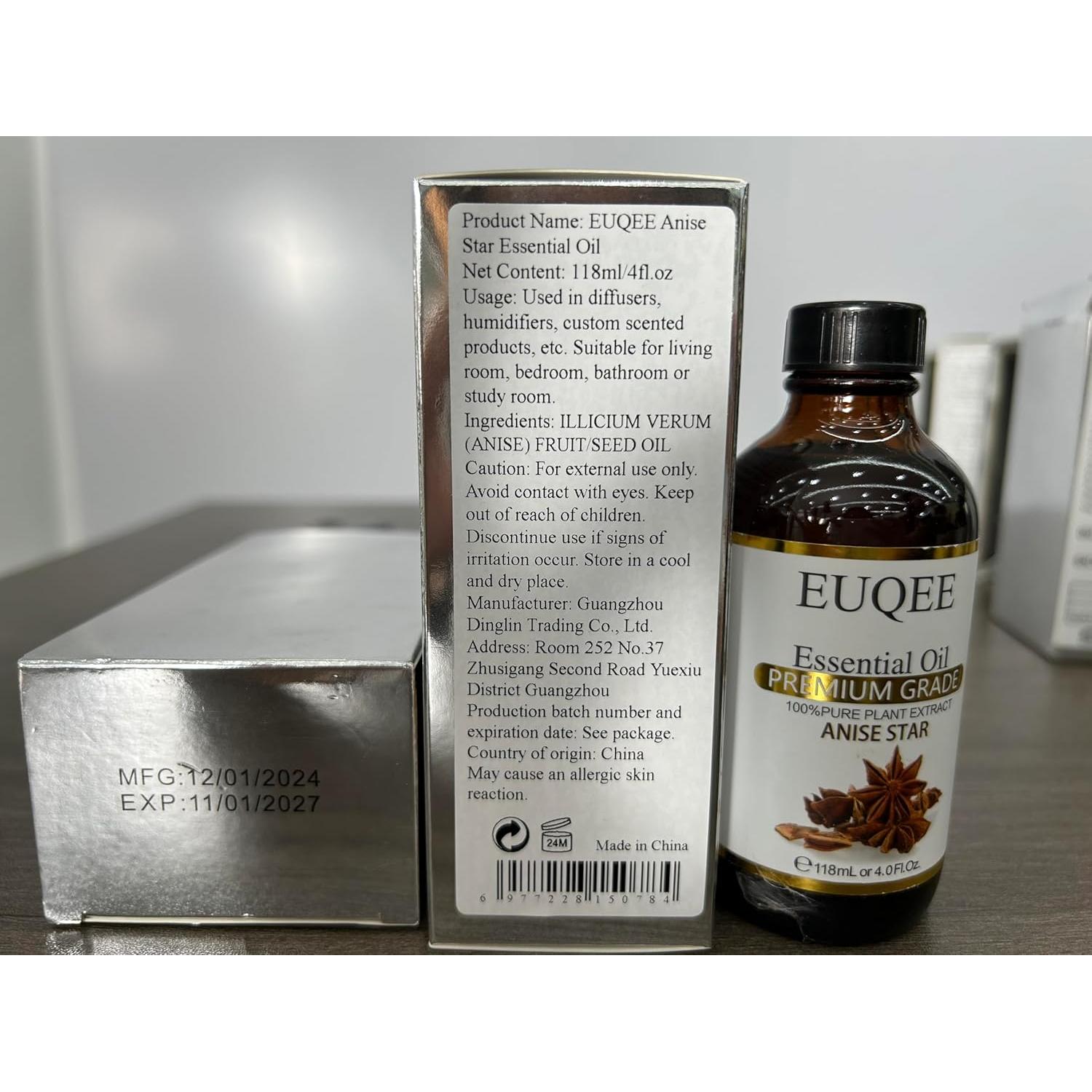 Aceite Esencial de Estrella de Anís 118ml EUQEE - Fragancia Pura