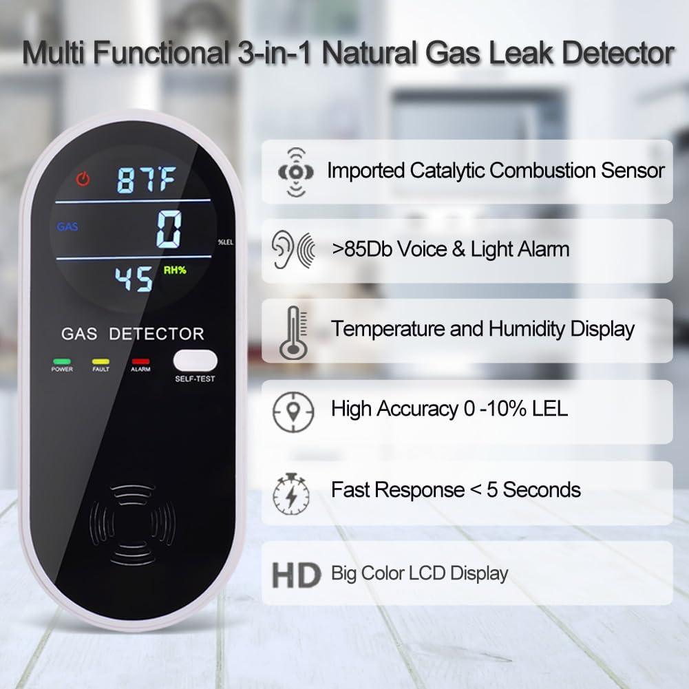Detector de Gas Combustible 3 en 1 FLUNGSKY con Pantalla LCD