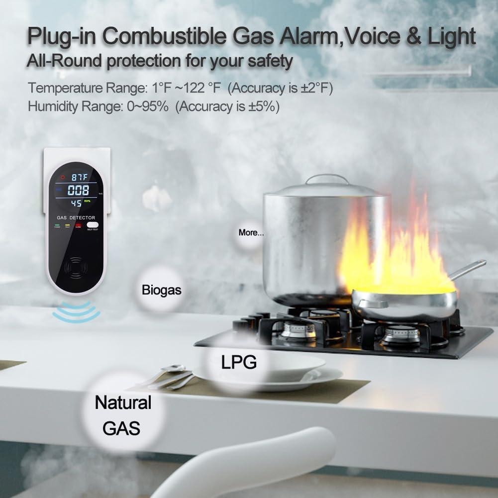 Detector de Gas Combustible 3 en 1 FLUNGSKY con Pantalla LCD