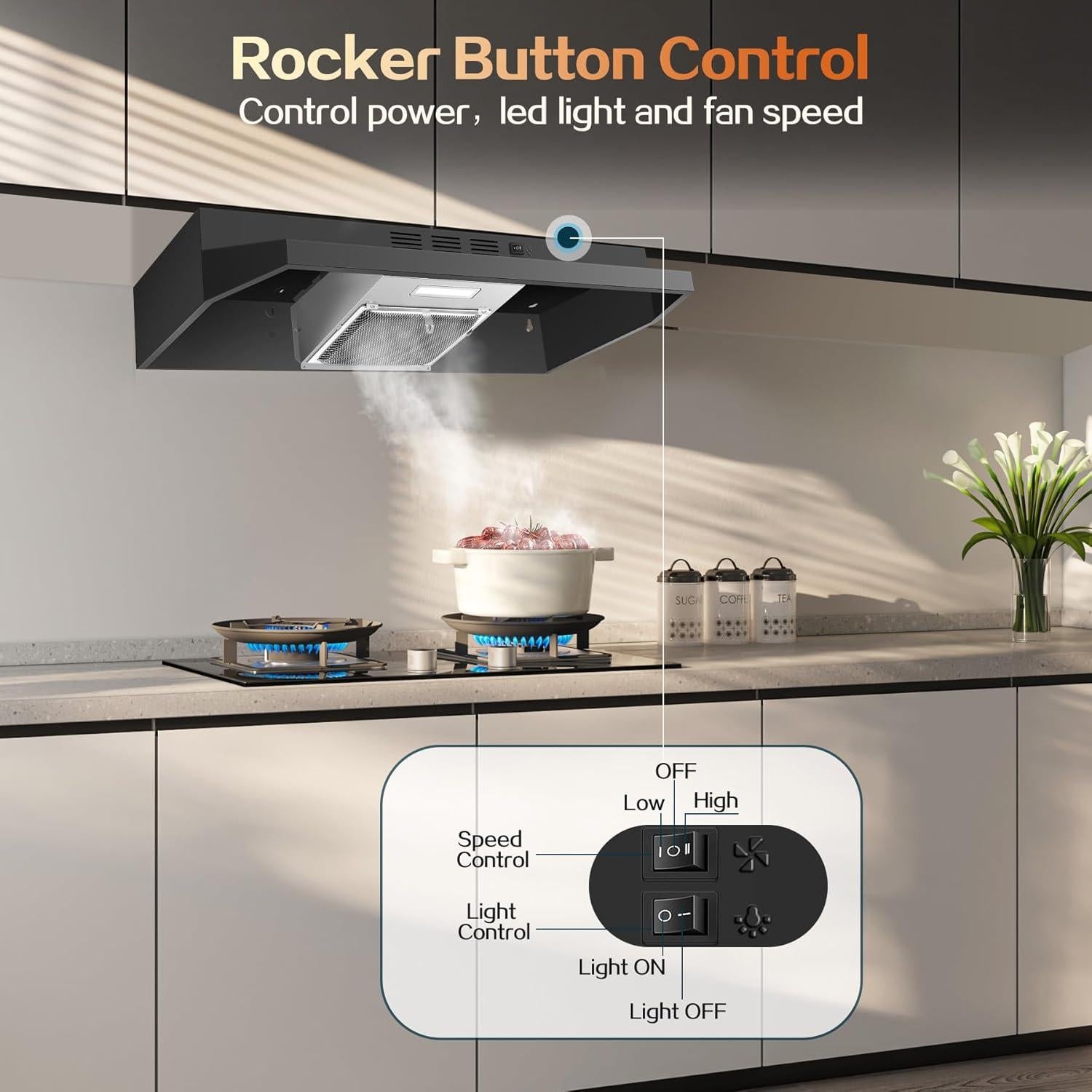 Campana de Cocina Zomagas 61 cm Negra 280 CFM 2 Velocidades