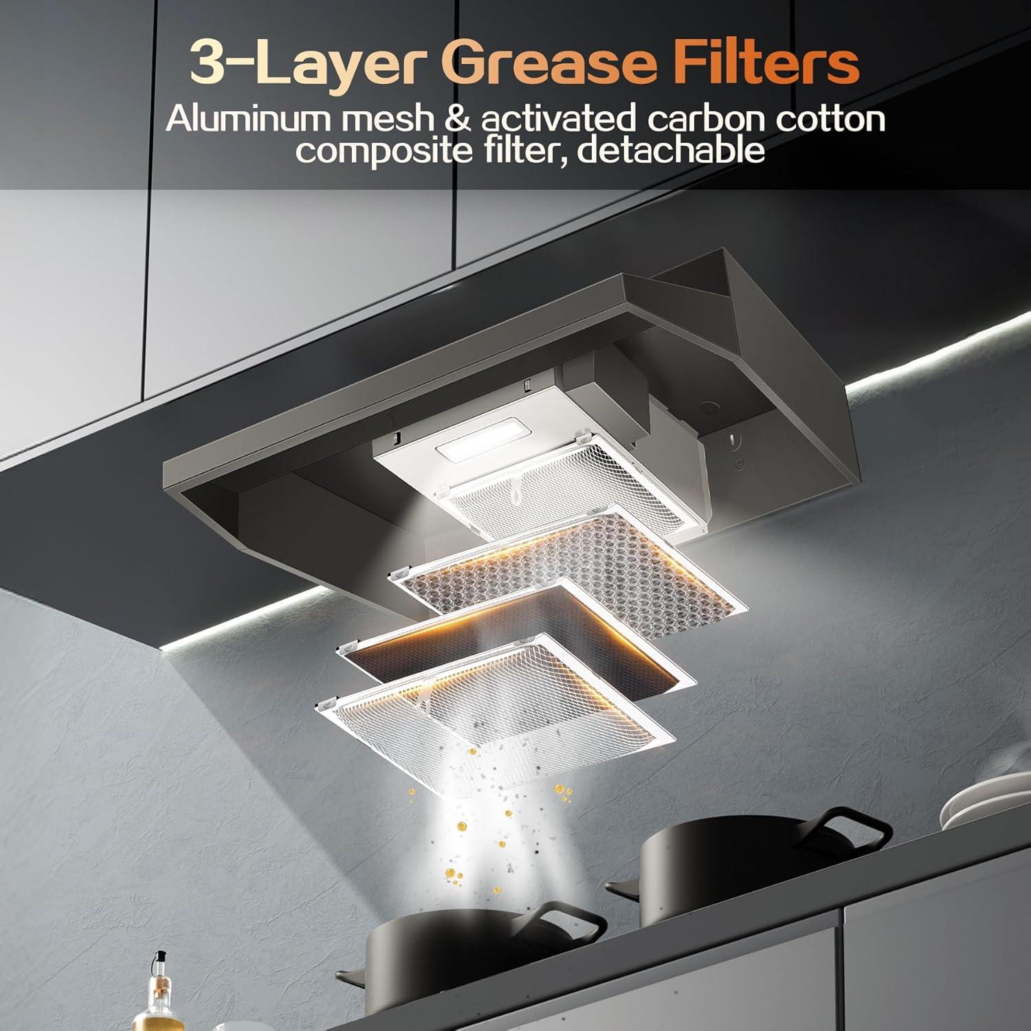 Campana de Cocina Zomagas 61 cm Negra 280 CFM 2 Velocidades