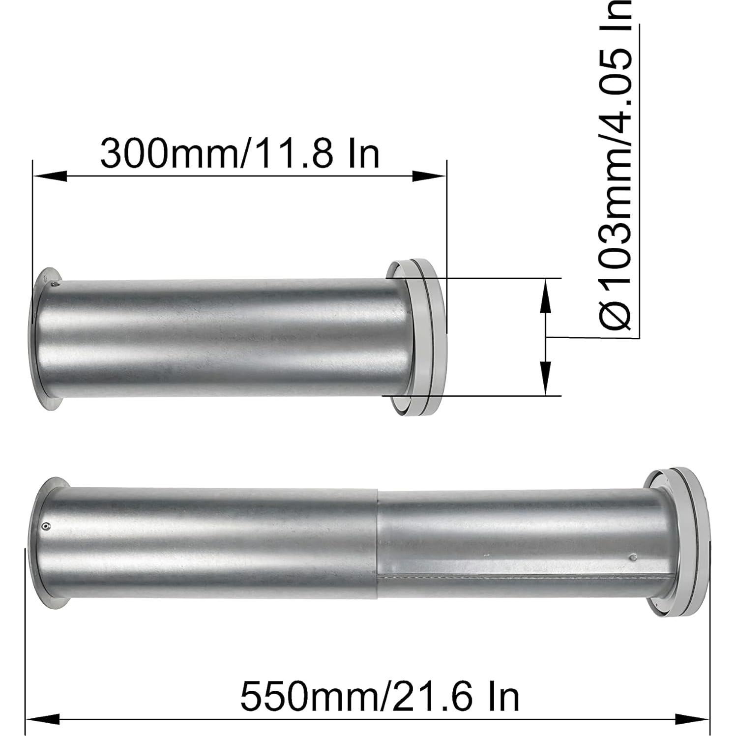 Repa Market 4 Inch Through-Wall Natural Airflow Ventilation Kit - Adjustable Length, Soundproof, Easy Cleaning - Polymer Coated Steel Modern Diffuser and Aluminum Alloy Vent Grille, Cover