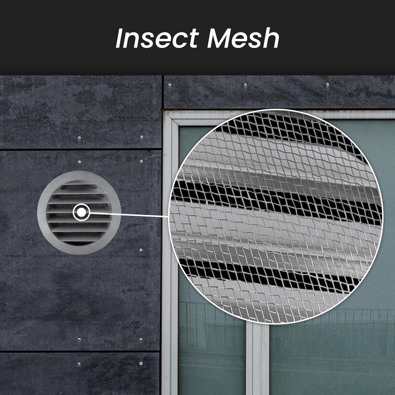 Repa Market 4 Inch Through-Wall Natural Airflow Ventilation Kit - Adjustable Length, Soundproof, Easy Cleaning - Polymer Coated Steel Modern Diffuser and Aluminum Alloy Vent Grille, Cover