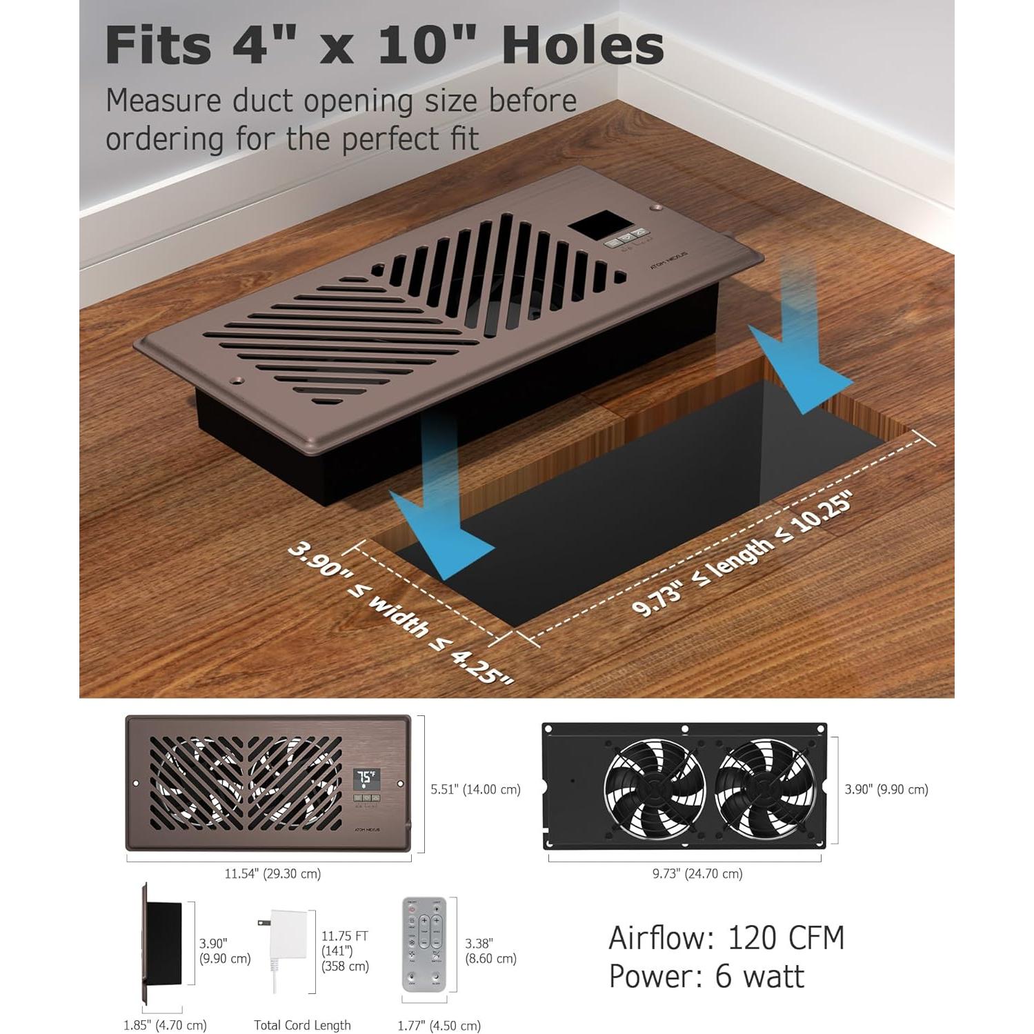 Ventilador Aumentador de Registro ATOM NEXUS 4x10" Control Remoto