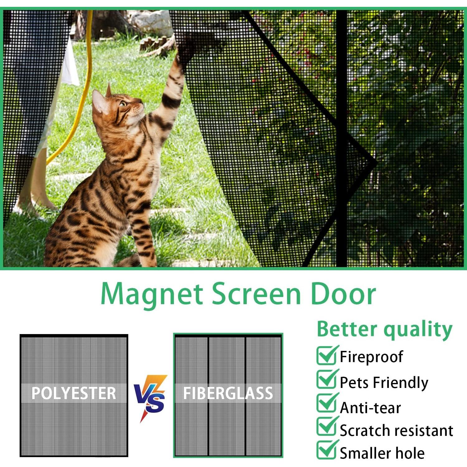 Puerta de Pantalla Magnética Veanusiver 182x203 cm Negra