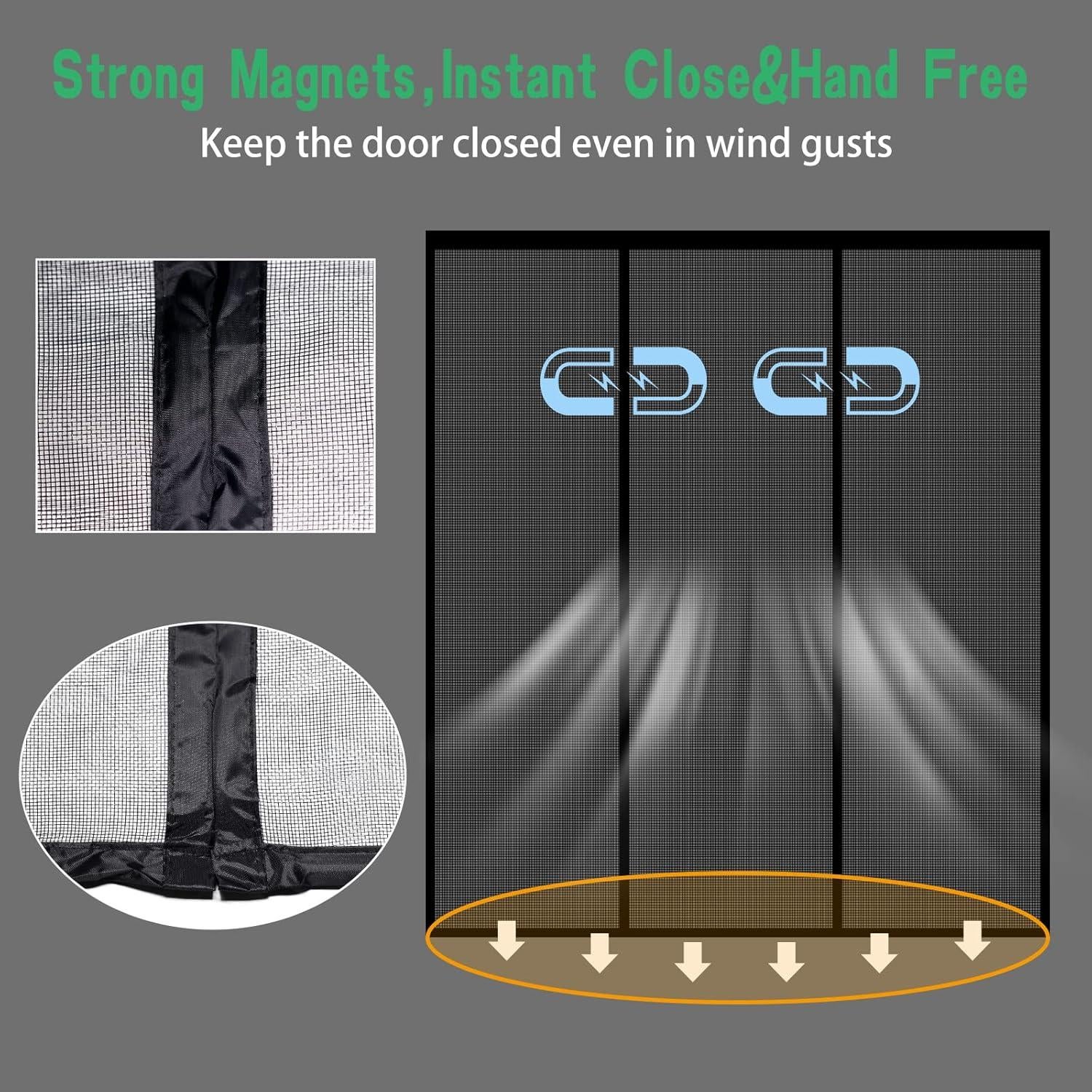 Puerta de Pantalla Magnética Veanusiver 182x203 cm Negra