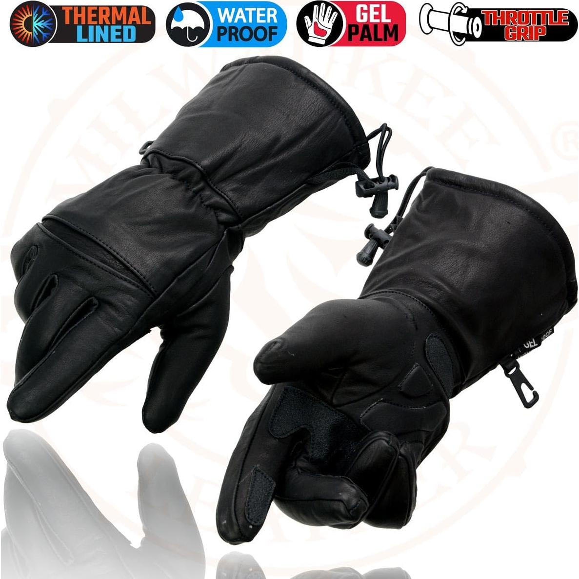Guantes de Cuero Milwaukee Leather MG7505 para Hombre - Negro