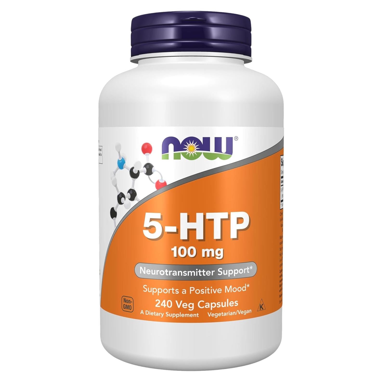 Suplemento 5-HTP NOW Foods 100 mg 240 Cápsulas Veganas