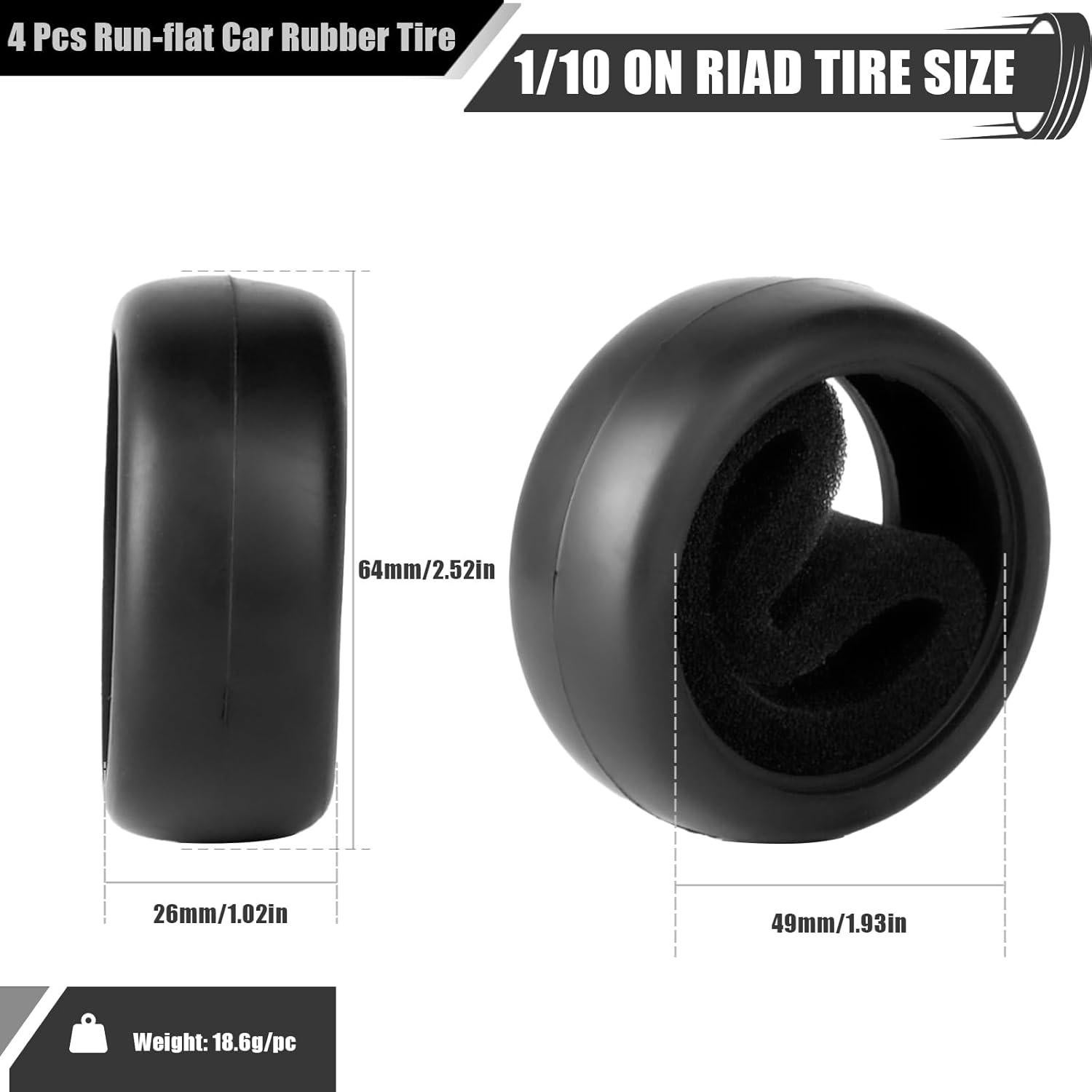 Neumáticos de Carretera 1/10 RcThjia 4 Pcs Caucho Blando