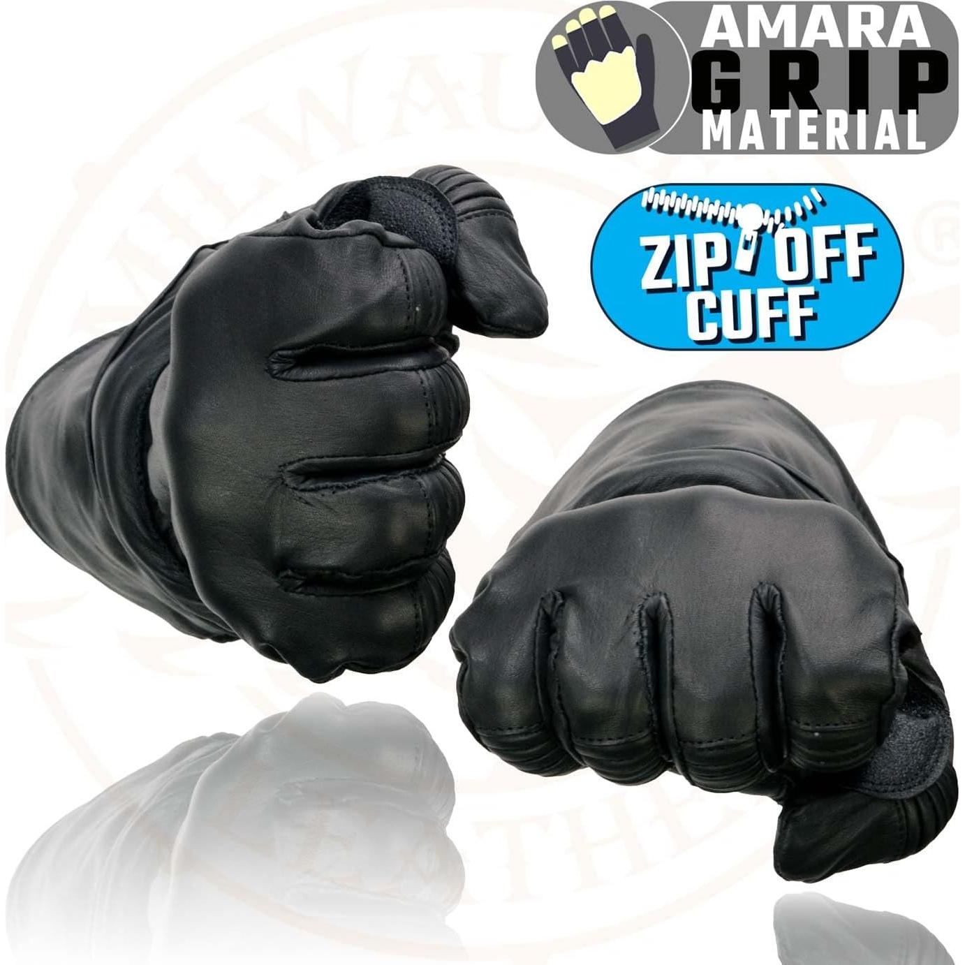 Guantes de Cuero Milwaukee Leather MG7505 para Hombre Negro