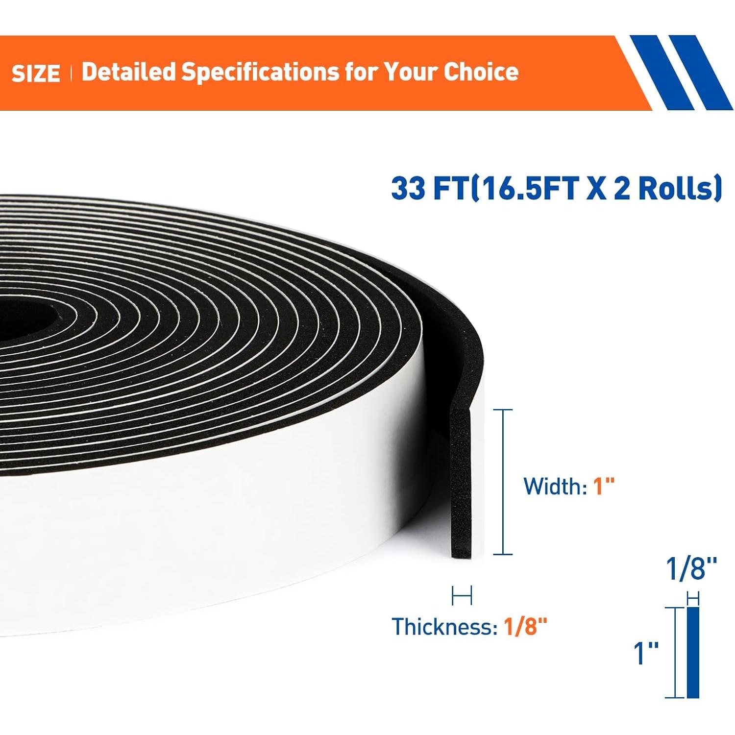 Cinta de Sellado de Espuma MAGZO 1" x 0.33cm 10.06m Negra