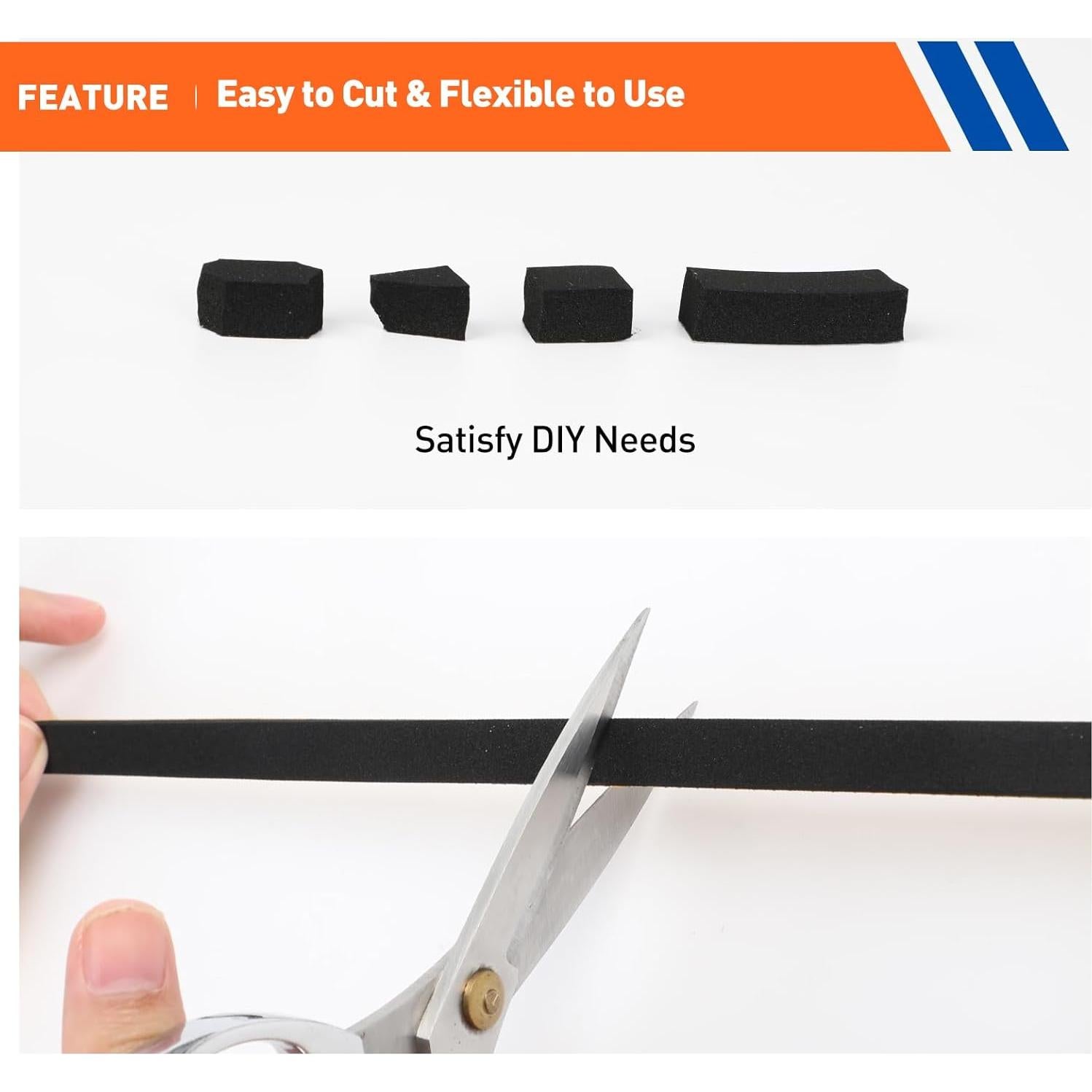 Cinta de Sellado de Espuma MAGZO 1" x 0.33cm 10.06m Negra