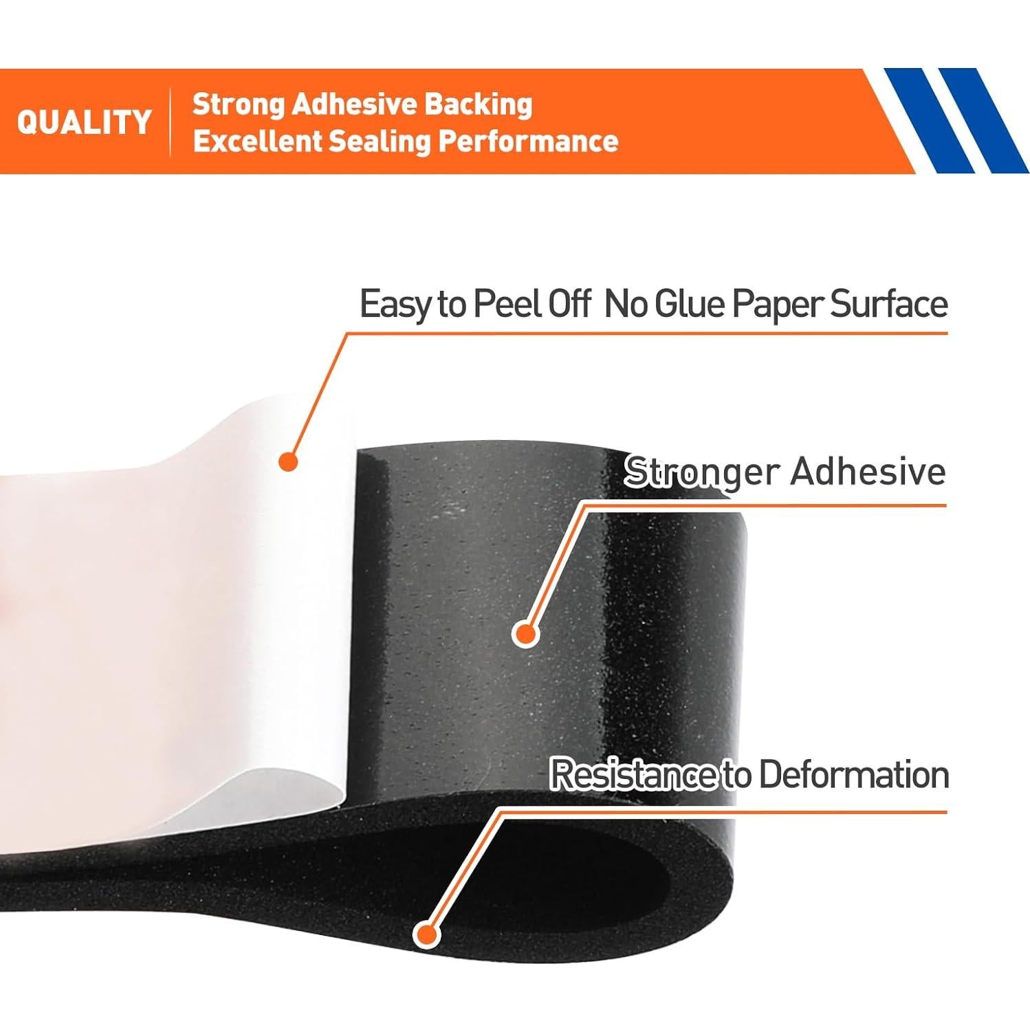 Cinta de Sellado de Espuma MAGZO 1" x 0.33cm 10.06m Negra