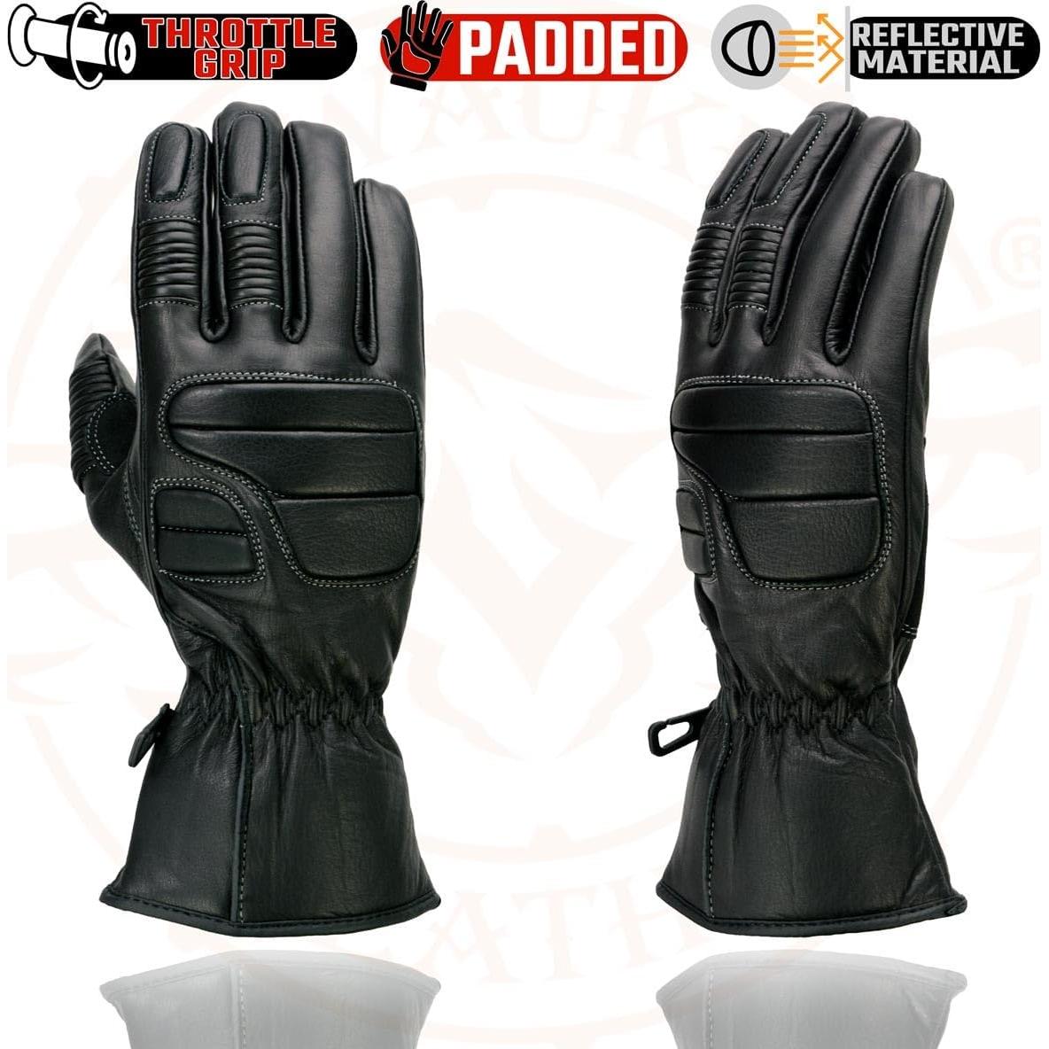 Guantes de cuero Milwaukee Leather MG7505 para moto en negro