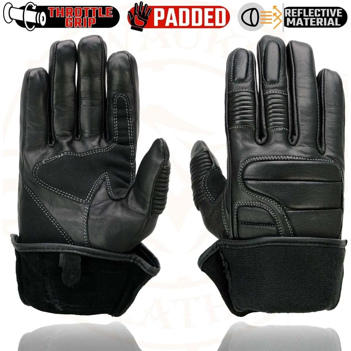 Guantes de cuero Milwaukee Leather MG7505 para moto en negro