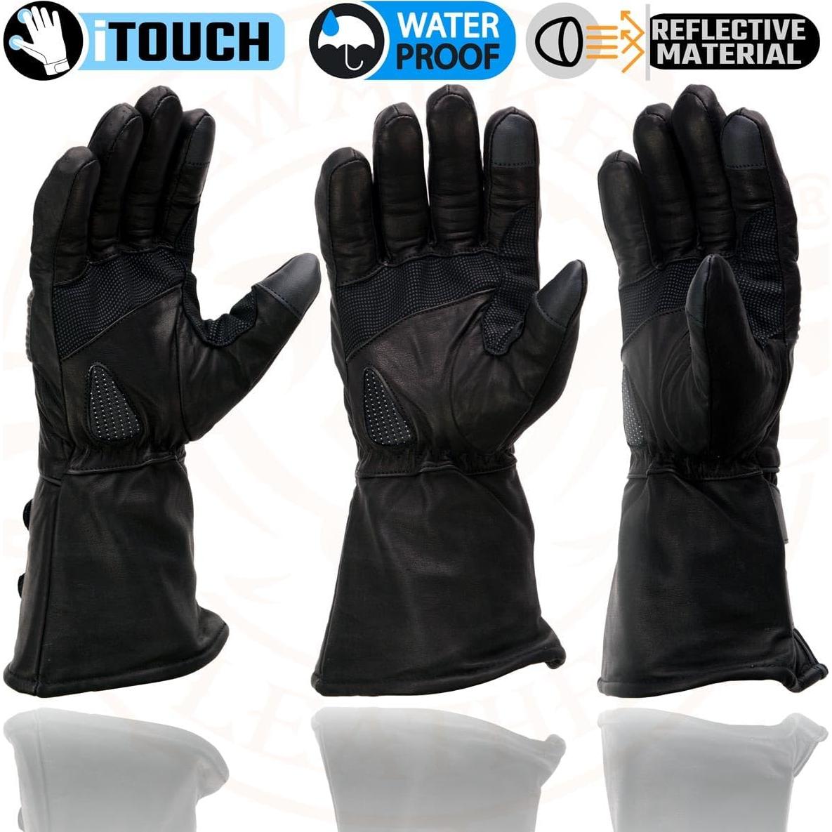 Guantes de cuero Milwaukee Leather MG7505 para moto en negro