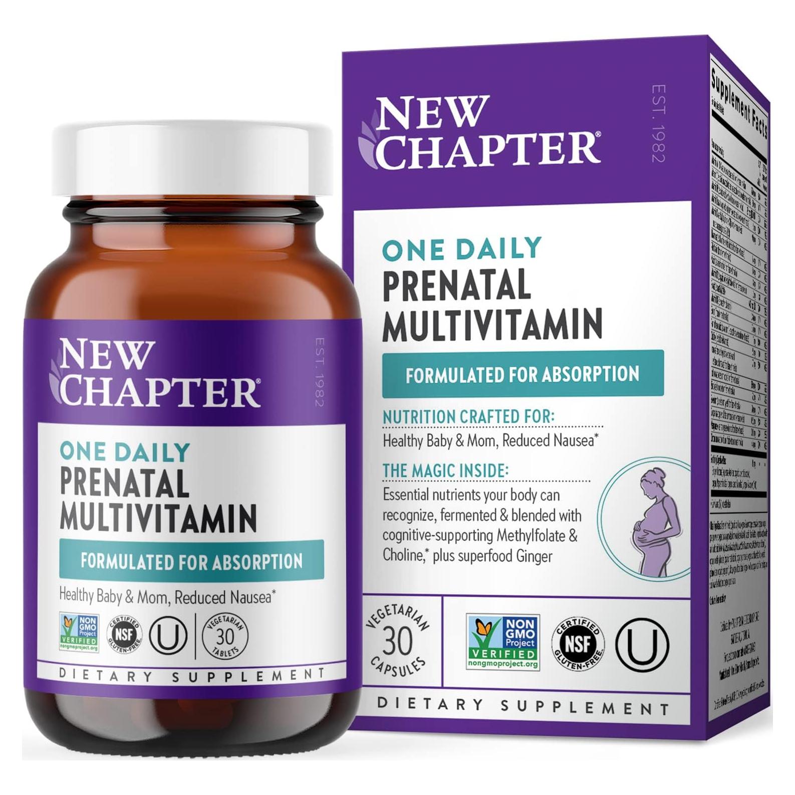 Vitaminas Prenatales New Chapter 30 Tabletas Metilfolato Colina