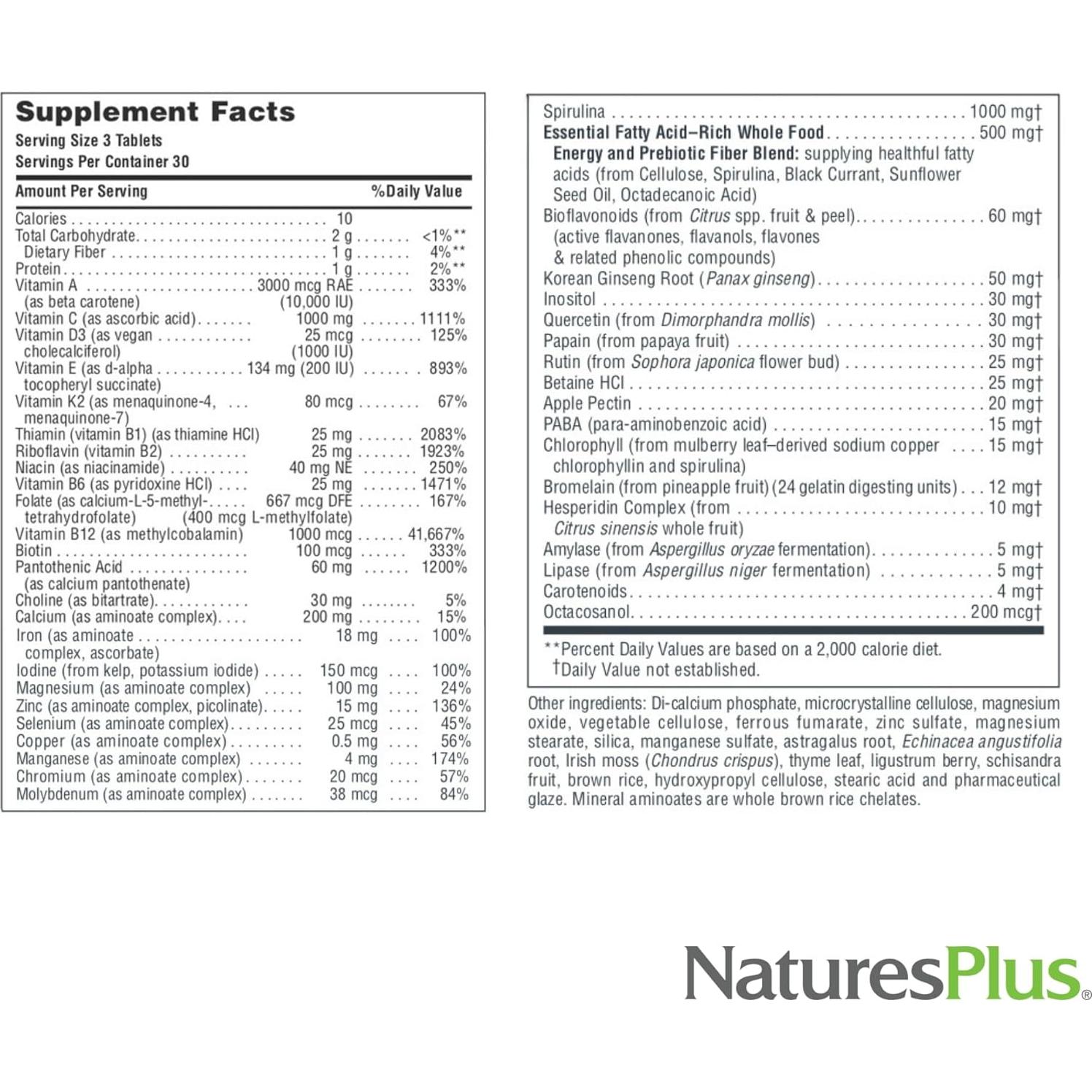 Suplemento Multivitamínico Natures Plus Fuente de Vida 90 Tabletas