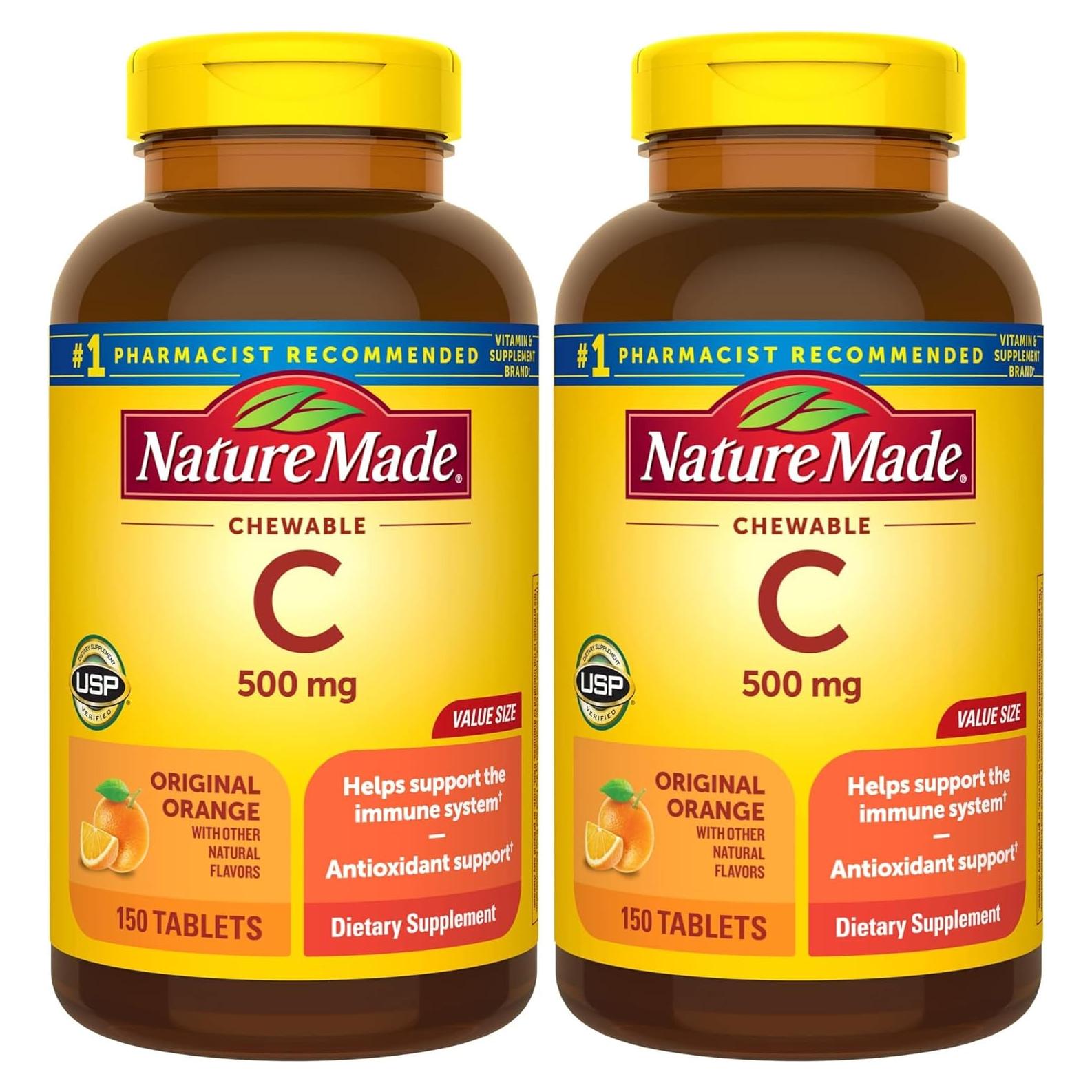 Vitamina C Masticable Nature Made 500 mg Naranja 150 Tabletas