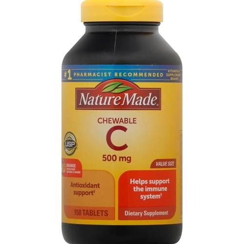 Vitamina C Masticable Nature Made 500 mg Naranja 150 Tabletas