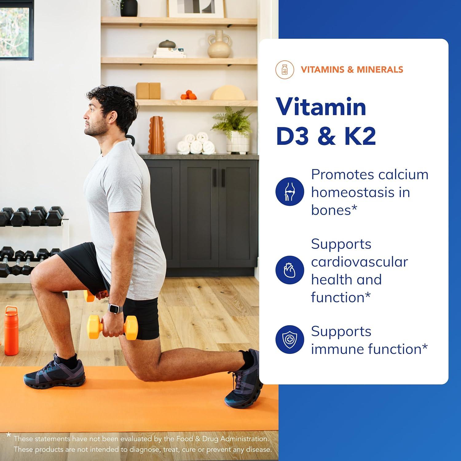 Vitamina D3 y K2 Pure Encapsulations - 60 Cápsulas - Salud Ósea y Vascular