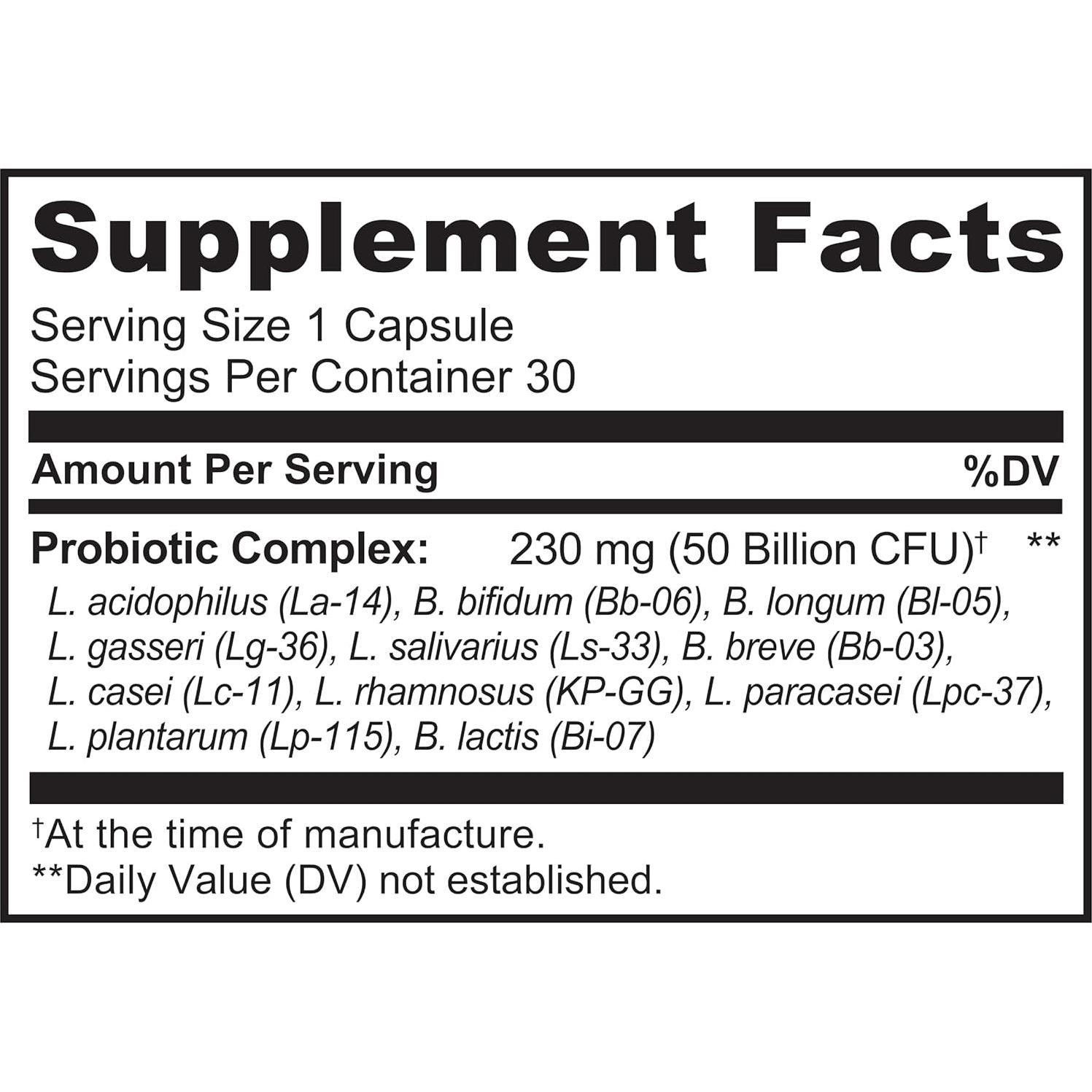 Probioticos NATURELO 30 Cápsulas Vegetarianas 50 Mil Millones UFC