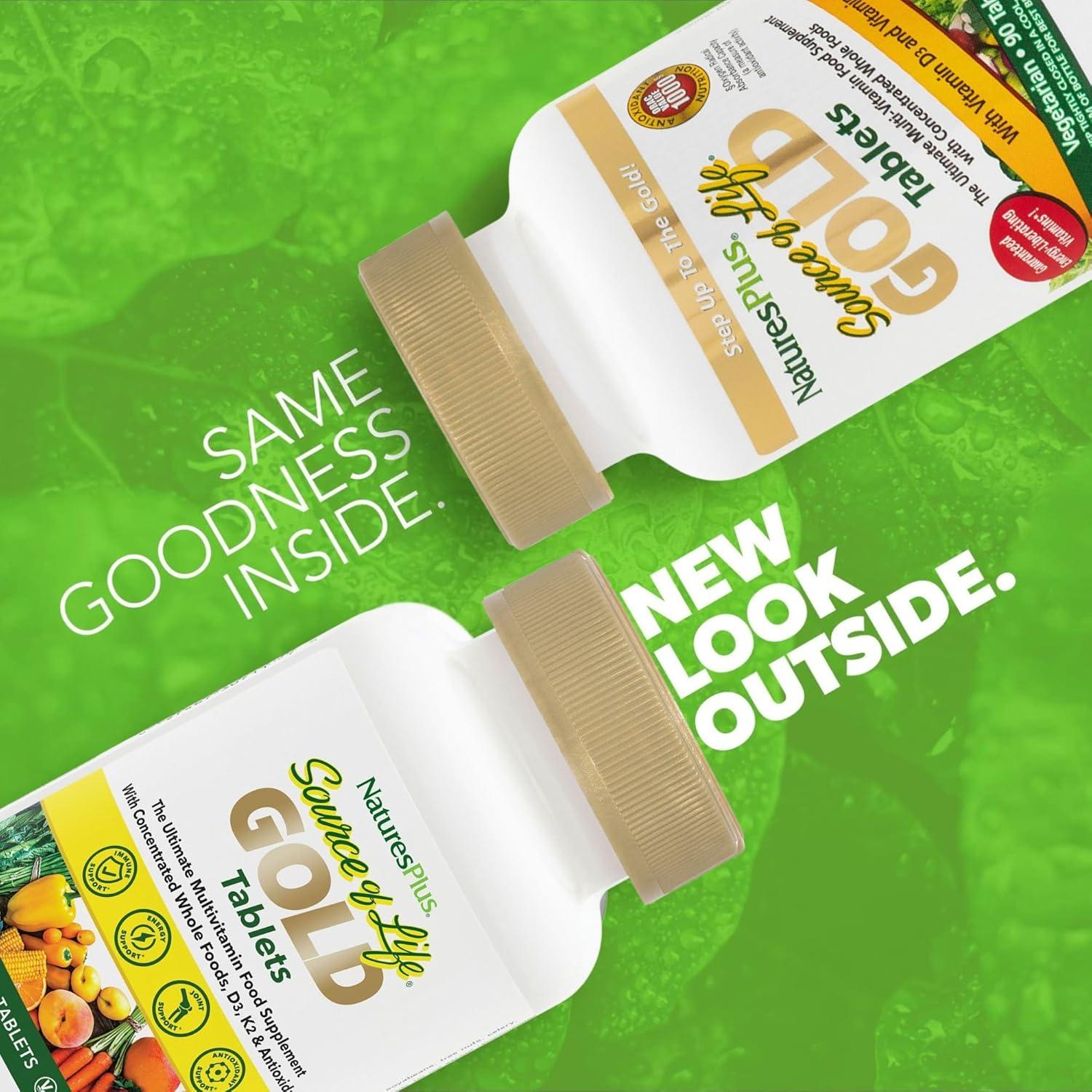 Multivitaminas Natures Plus Fuente de Vida Oro 90 Tabletas - D3, B12, K2