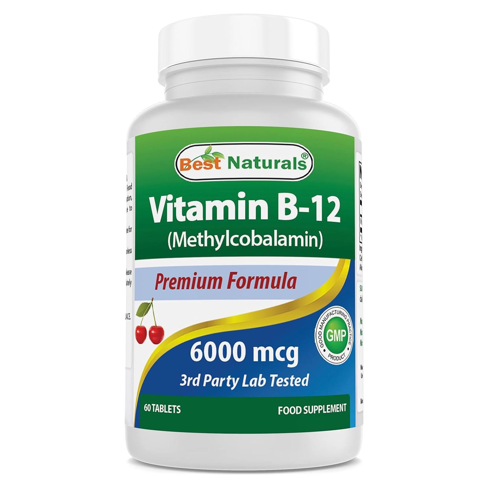 Vitamina B-12 Metilcobalamina 6000 mcg Mejores Naturales 60 Tabletas