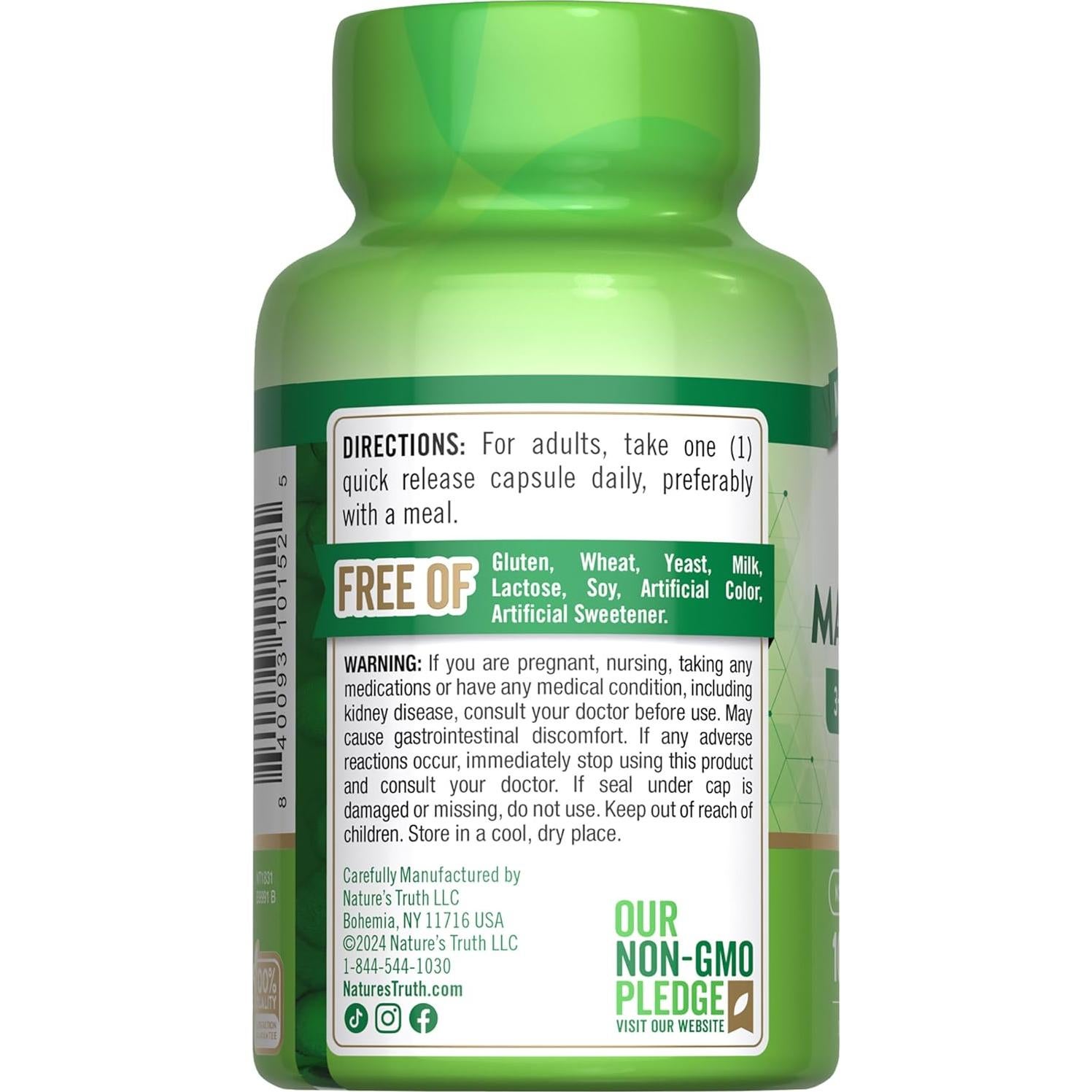 Suplemento de Magnesio Triple La Verdad de la Naturaleza 100 Cápsulas