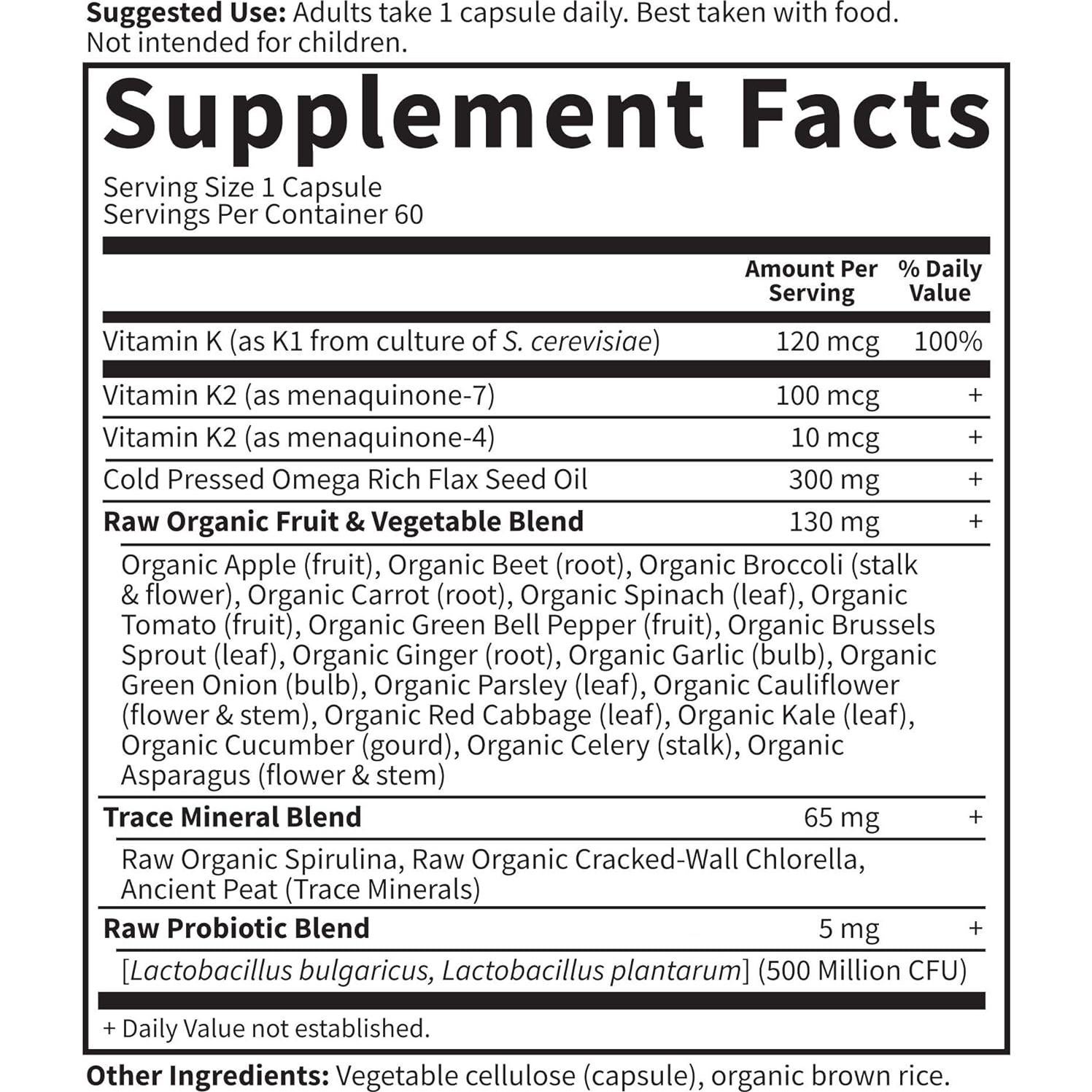 Vitamina K2 y K1 Jardín de la Vida 120 g - Suplemento Vegano