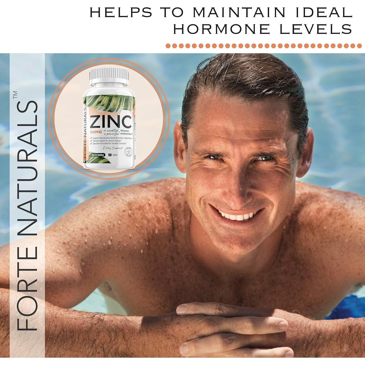 Suplemento de Zinc 50mg Forte Naturals - 30 Tabletas Veganas