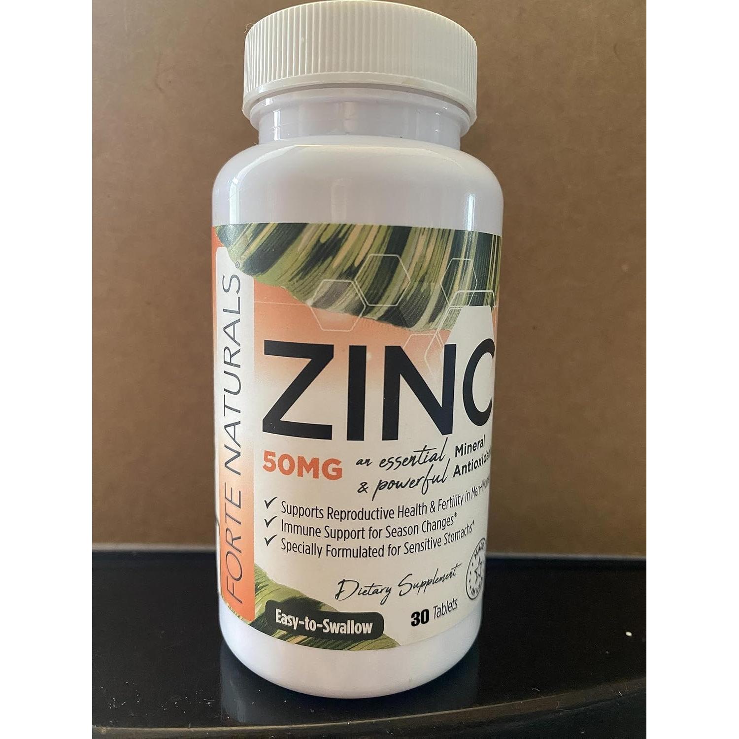 Suplemento de Zinc 50mg Forte Naturals - 30 Tabletas Veganas