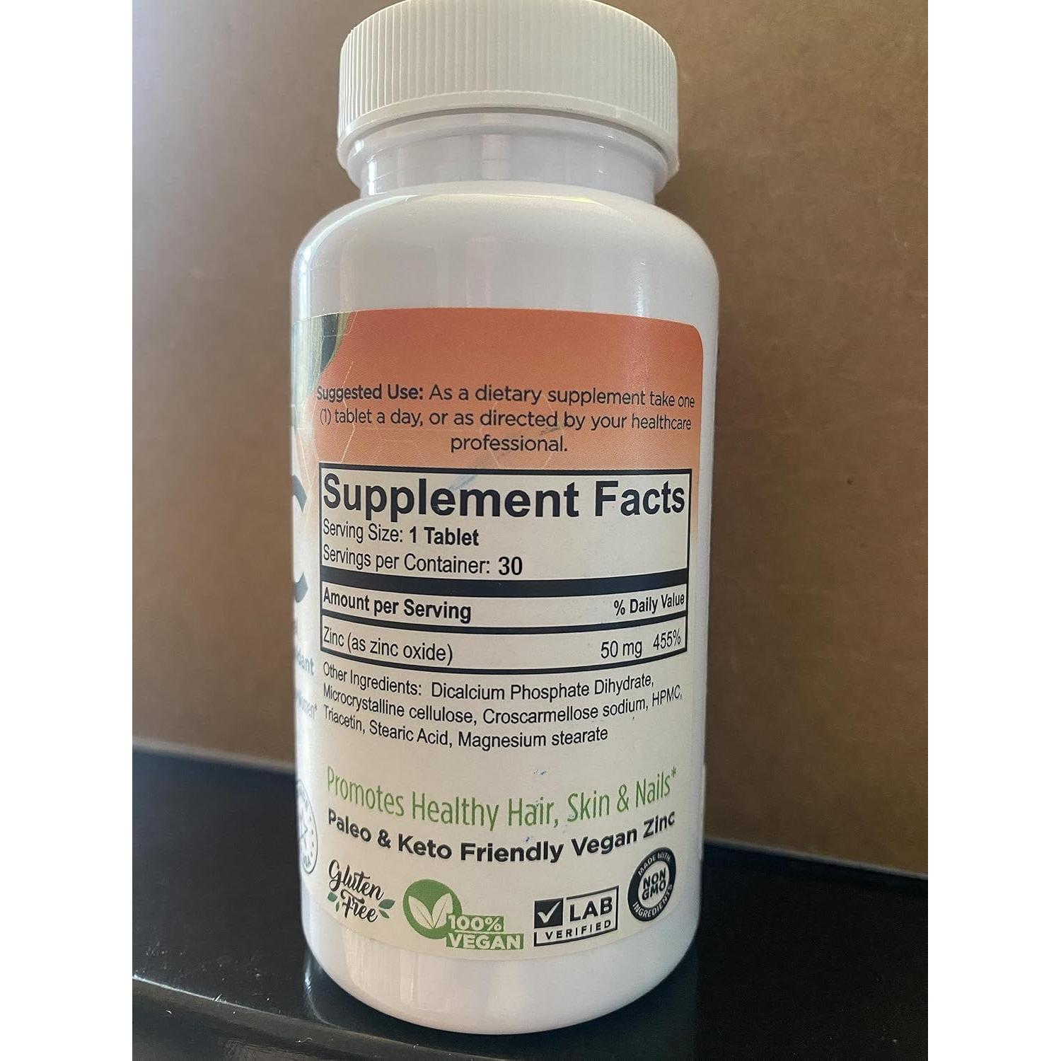Suplemento de Zinc 50mg Forte Naturals - 30 Tabletas Veganas