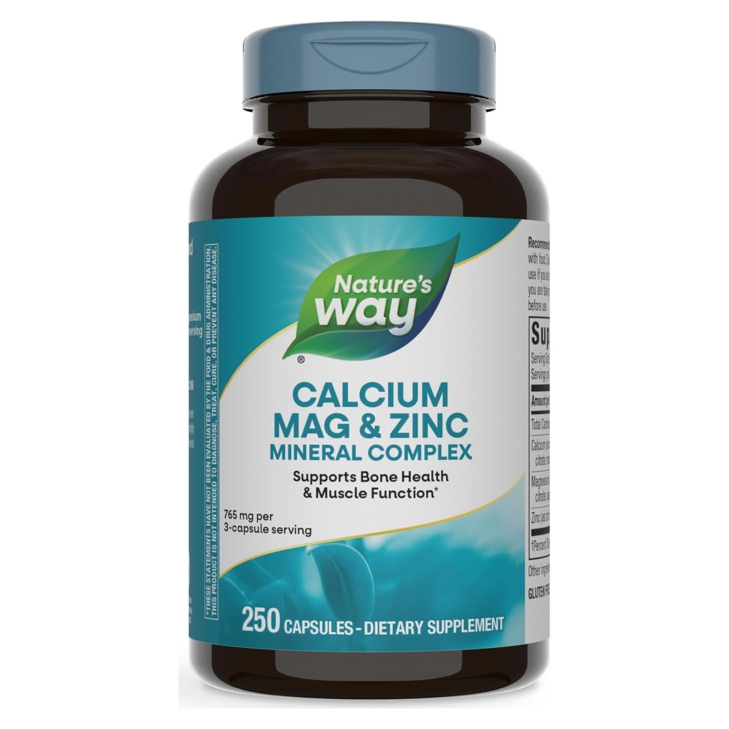 Complejo Mineral Calcio Magnesio Zinc Nature's Way 250 Cápsulas