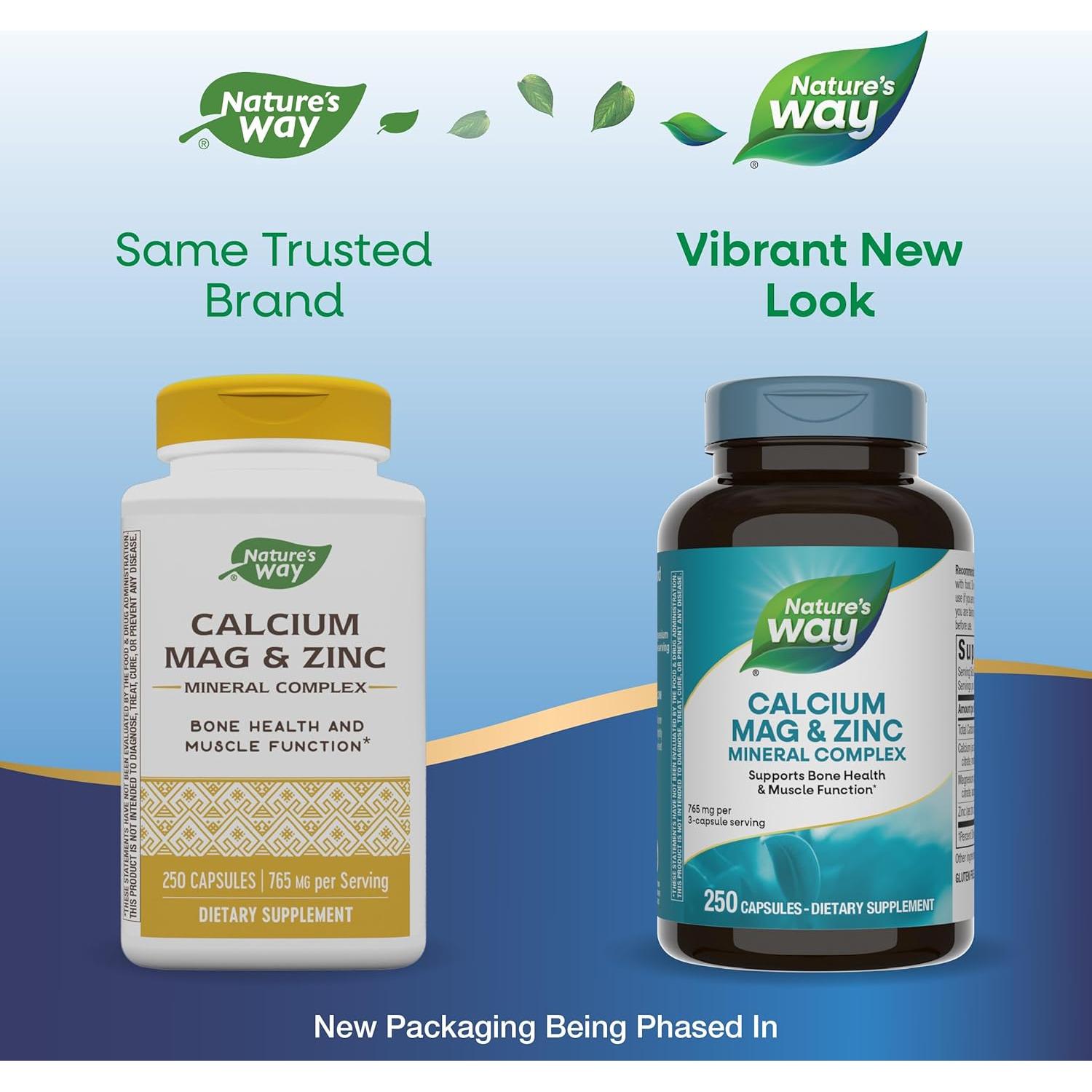 Complejo Mineral Calcio Magnesio Zinc Nature's Way 250 Cápsulas