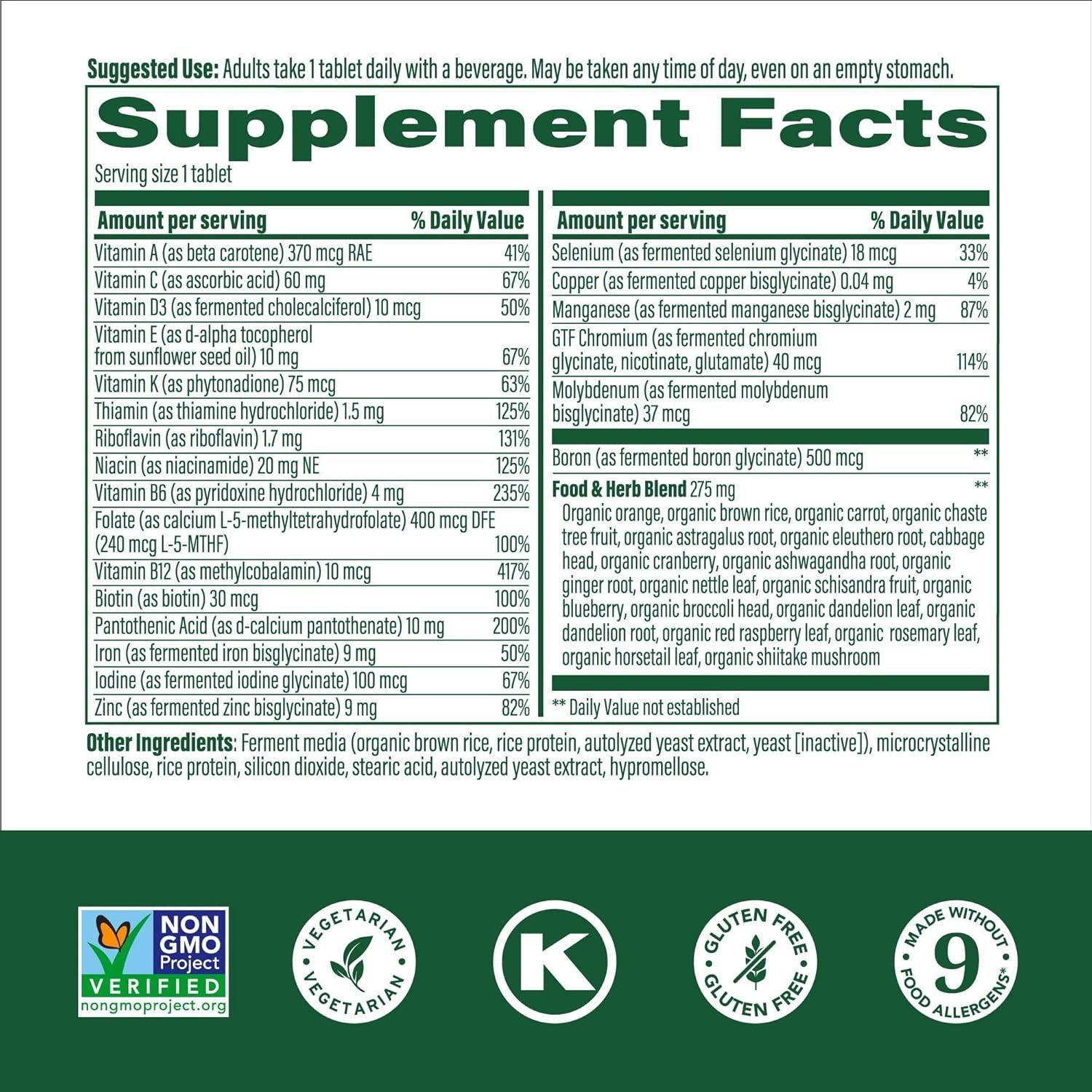 MegaFood Multivitamina para Mujeres 30 Tabletas - Hierro, Vitamina C, D y B