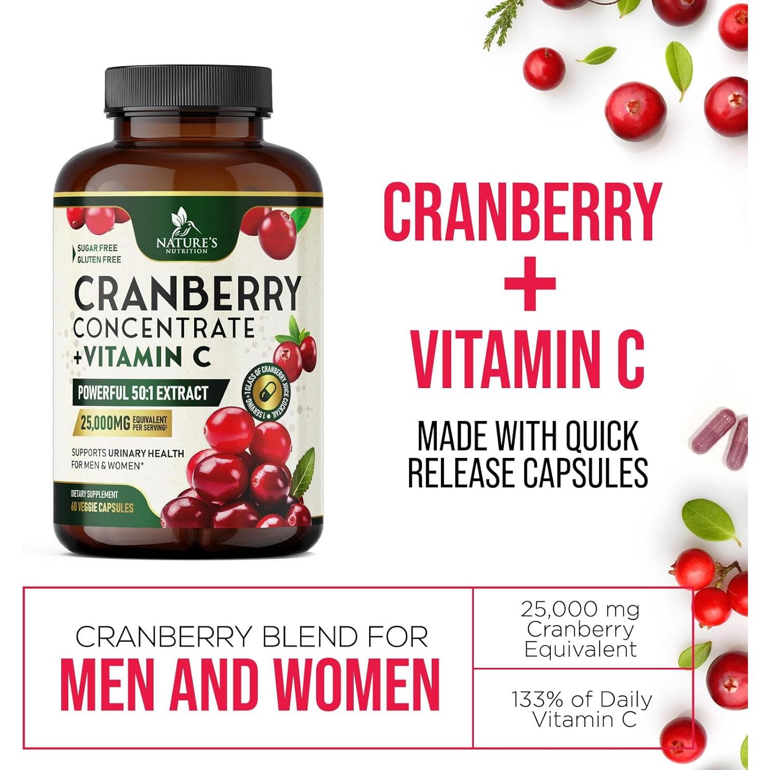 Píldoras de Arándano 25,000mg + Vitamina C - 60 Cápsulas