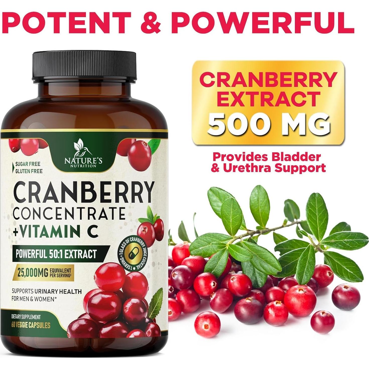 Píldoras de Arándano 25,000mg + Vitamina C - 60 Cápsulas