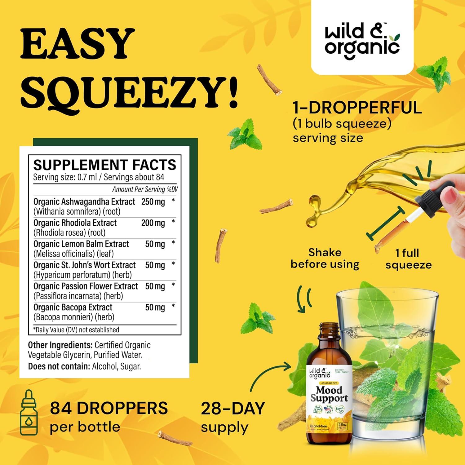 Gotas de Apoyo al Ánimo Wild & Organic 59 ml - Ashwagandha y Rhodiola