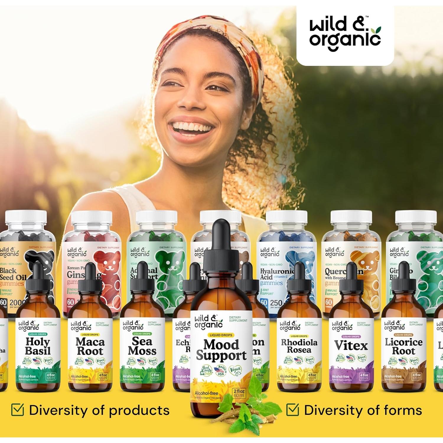 Gotas de Apoyo al Ánimo Wild & Organic 59 ml - Ashwagandha y Rhodiola