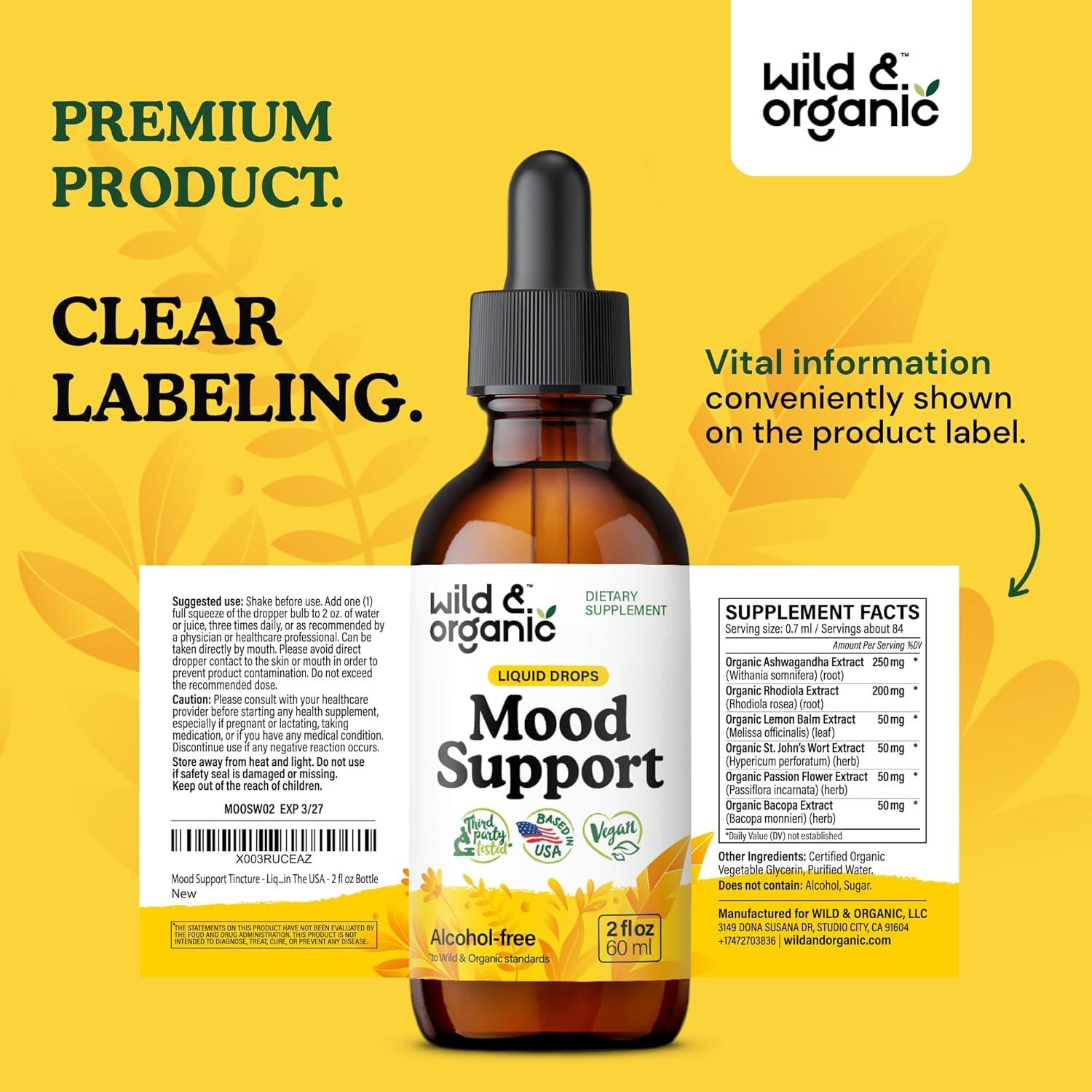 Gotas de Apoyo al Ánimo Wild & Organic 59 ml - Ashwagandha y Rhodiola