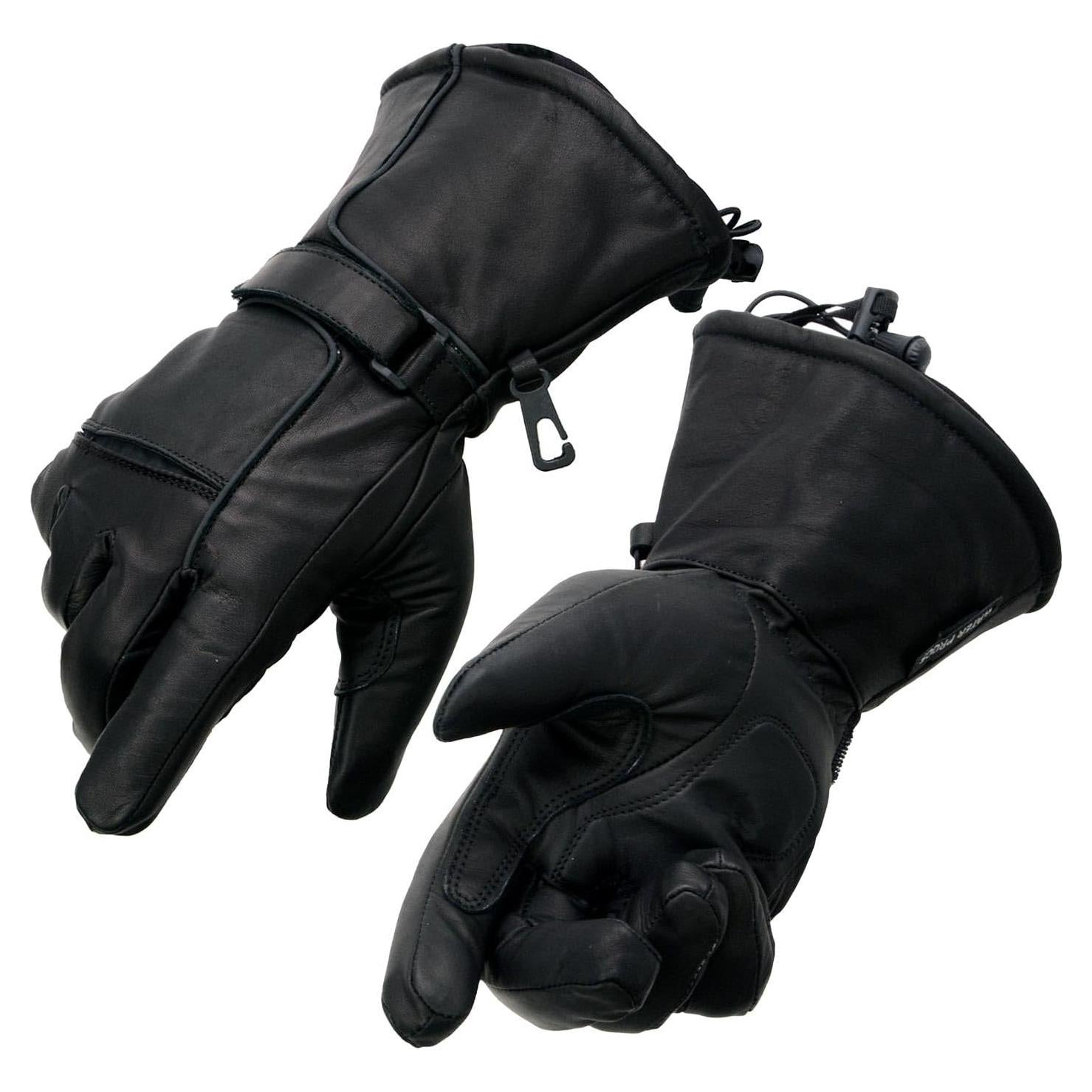 Guantes de cuero Milwaukee Leather MG7505 para moto en negro