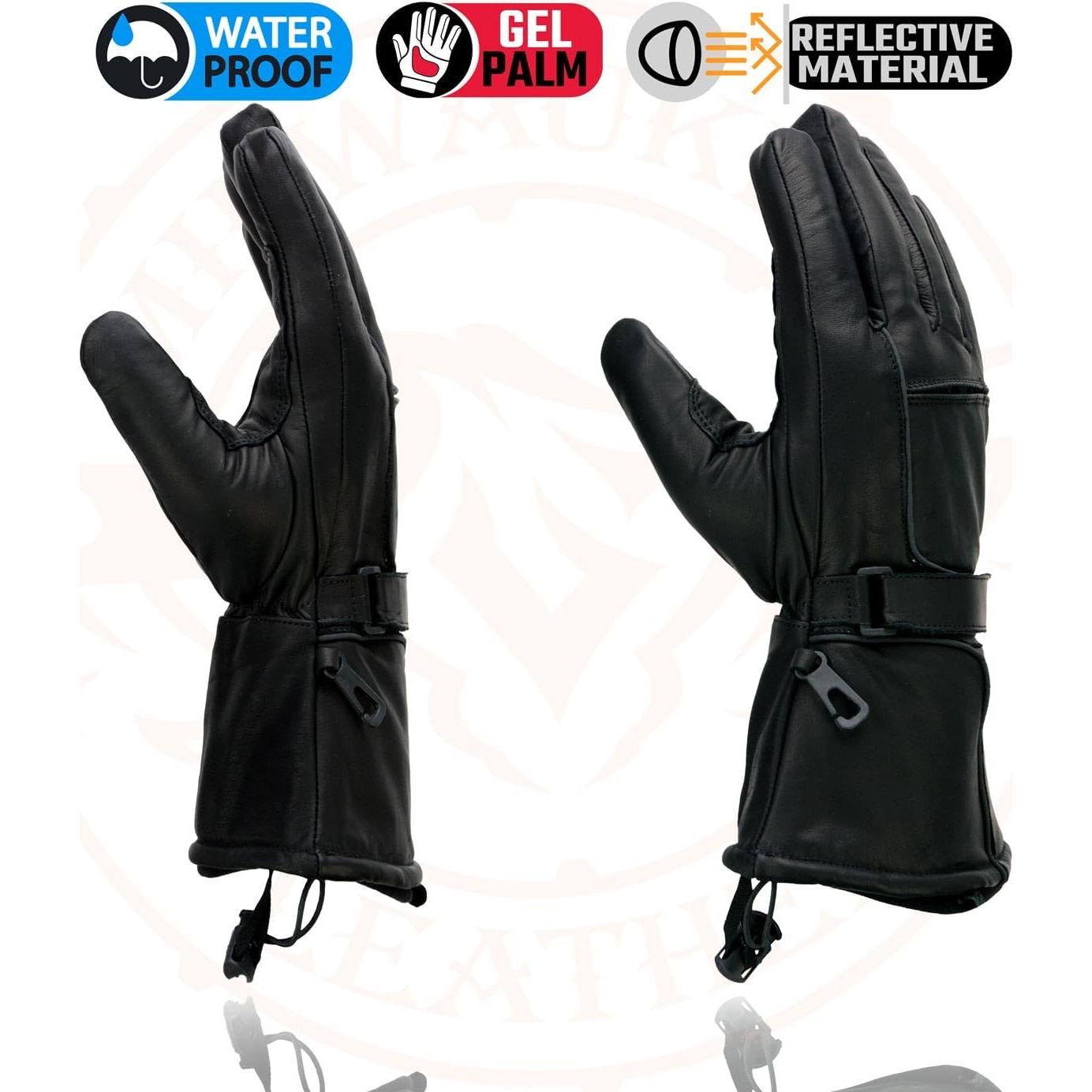 Guantes de cuero Milwaukee Leather MG7505 para moto en negro