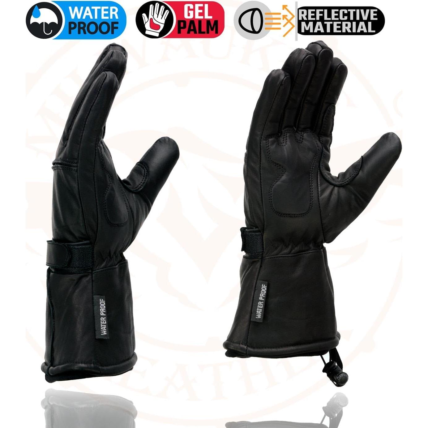 Guantes de cuero Milwaukee Leather MG7505 para moto en negro