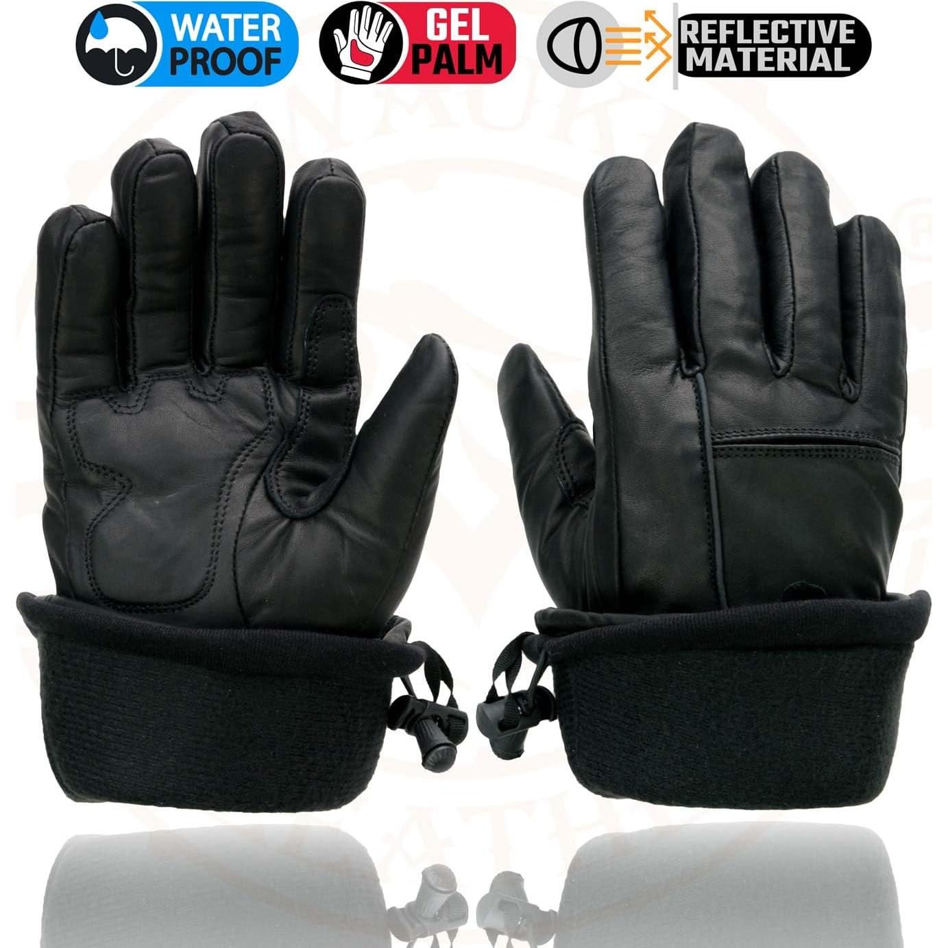 Guantes de cuero Milwaukee Leather MG7505 para moto en negro
