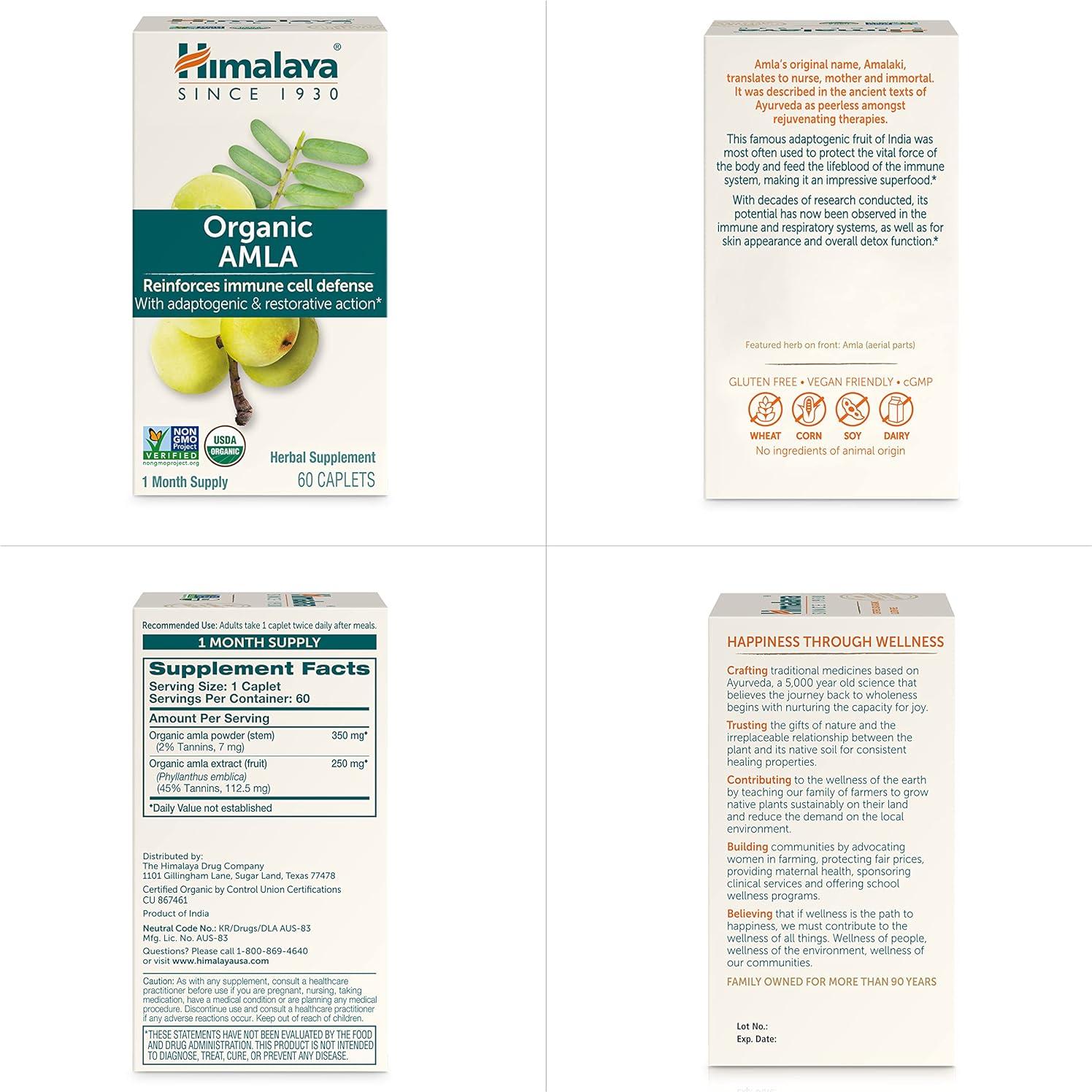 Himalaya Amla Orgánico 60 Tabletas Antioxidante Inmunológico
