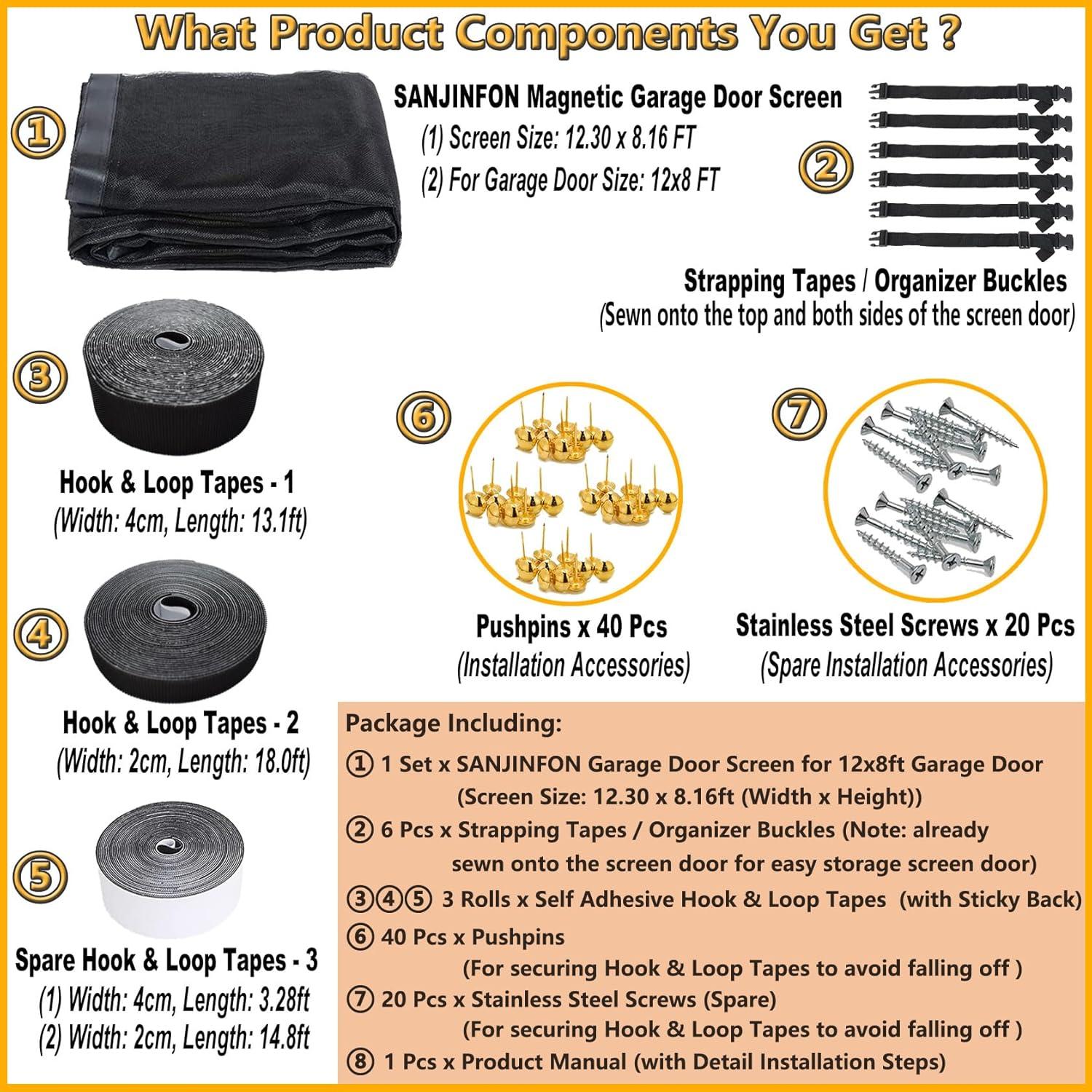 Pantalla de puerta de garaje SANJINFON 12x2.44m magnética